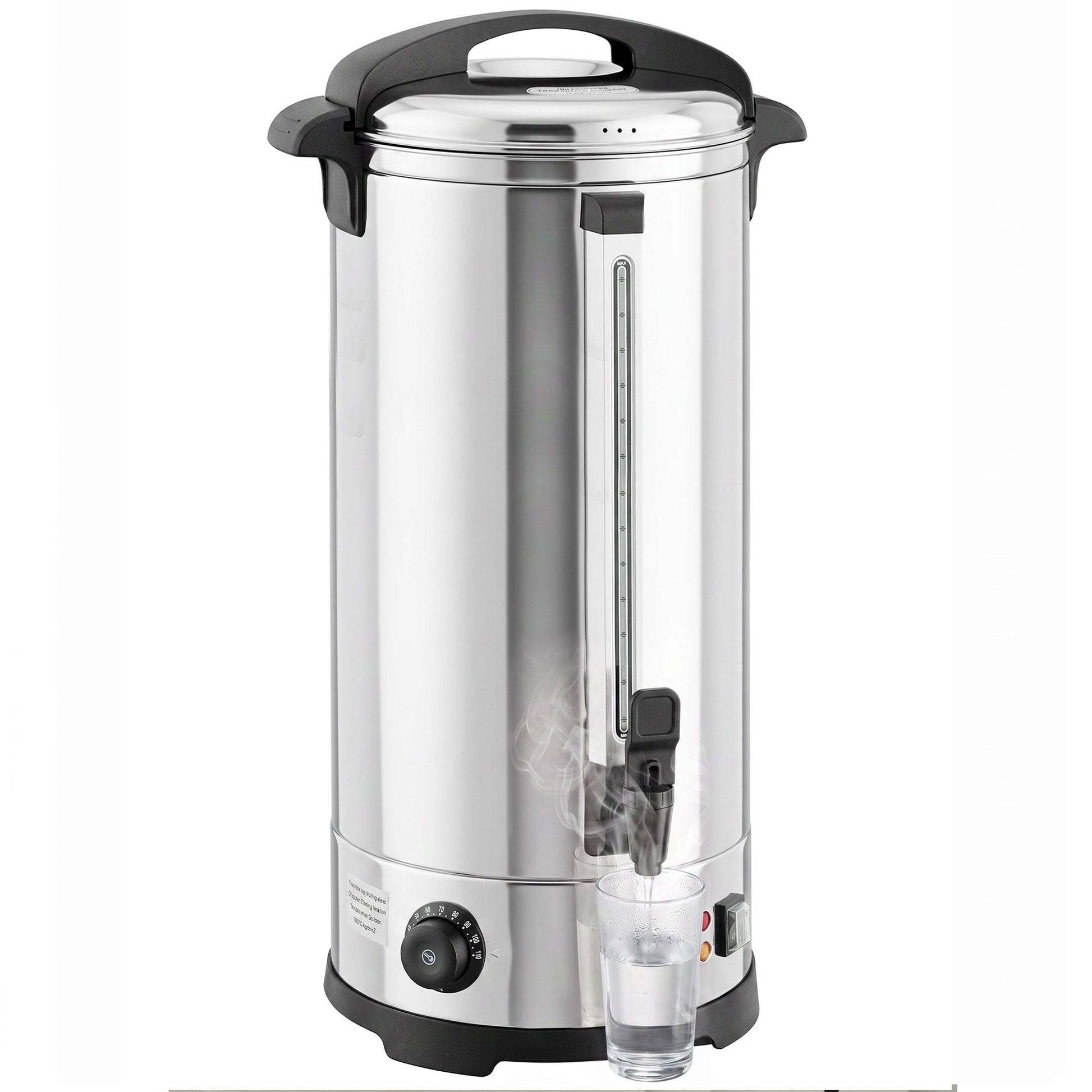 24L Catering Urn, 2500W Hot Water Boiler Dispenser with Thermostat, Stainless Steel Tea Urn Kettle with Keep Warm Function, Adjustable Temperature and Easy Pour Tap for Home Office Parties