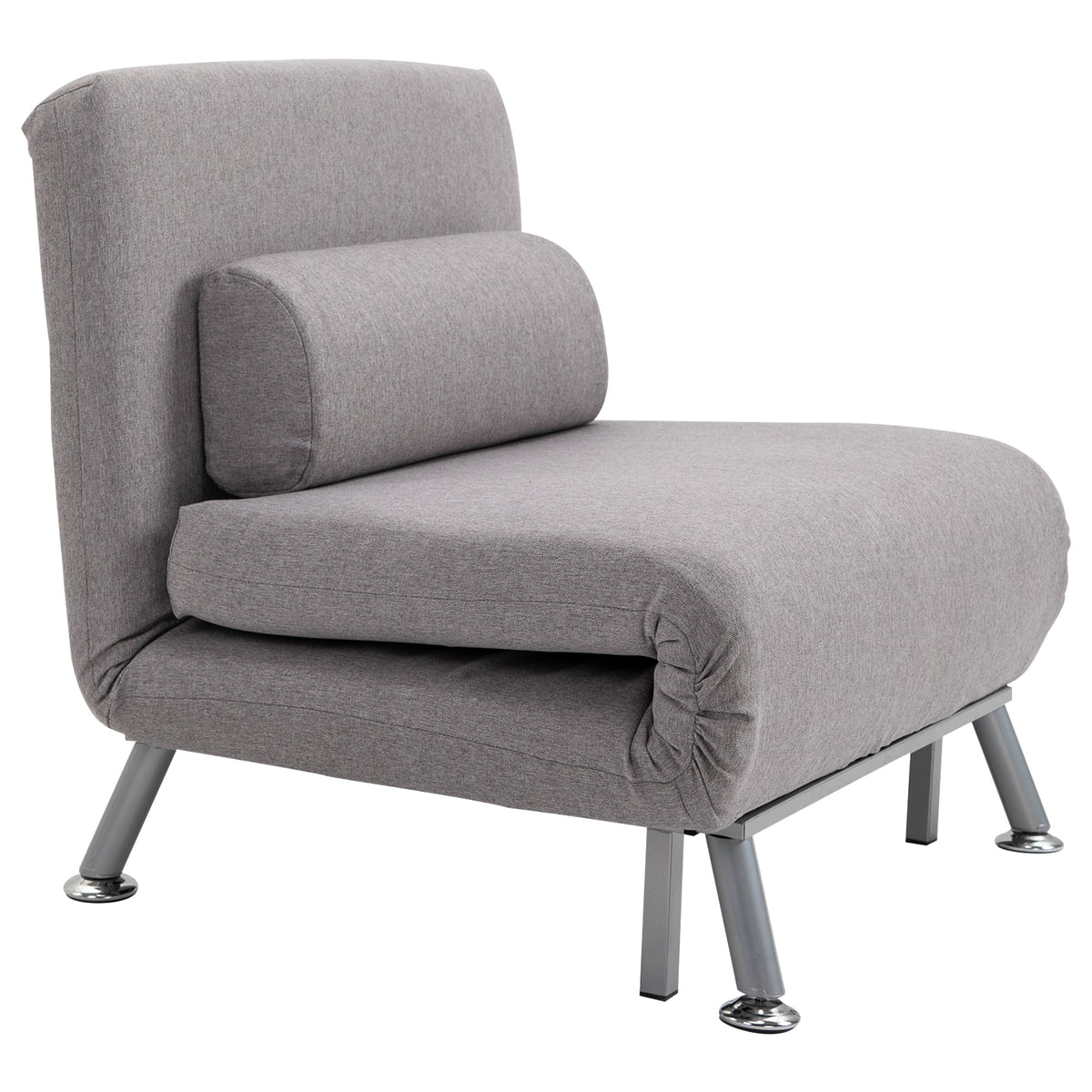 HOMCOM Linen Single Chair Bed, 3-in-1 Convertible Sleeper Chair with Adjustable Backrest, Pillow, for Living Room, Bedroom, Grey