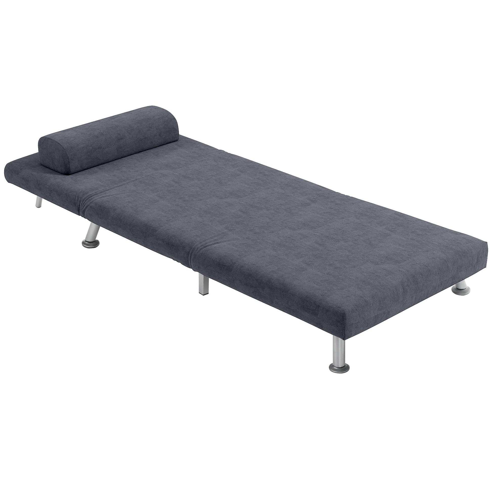 HOMCOM Velvet Single Chair Bed, 3-in-1 Convertible Sleeper Chair with Adjustable Backrest, Pillow, for Living Room, Bedroom, Charcoal Grey