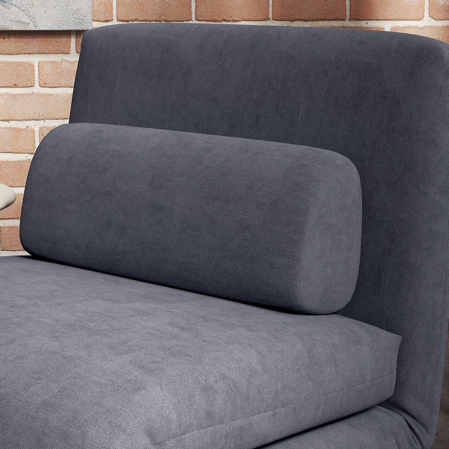 HOMCOM Velvet Single Chair Bed, 3-in-1 Convertible Sleeper Chair with Adjustable Backrest, Pillow, for Living Room, Bedroom, Charcoal Grey
