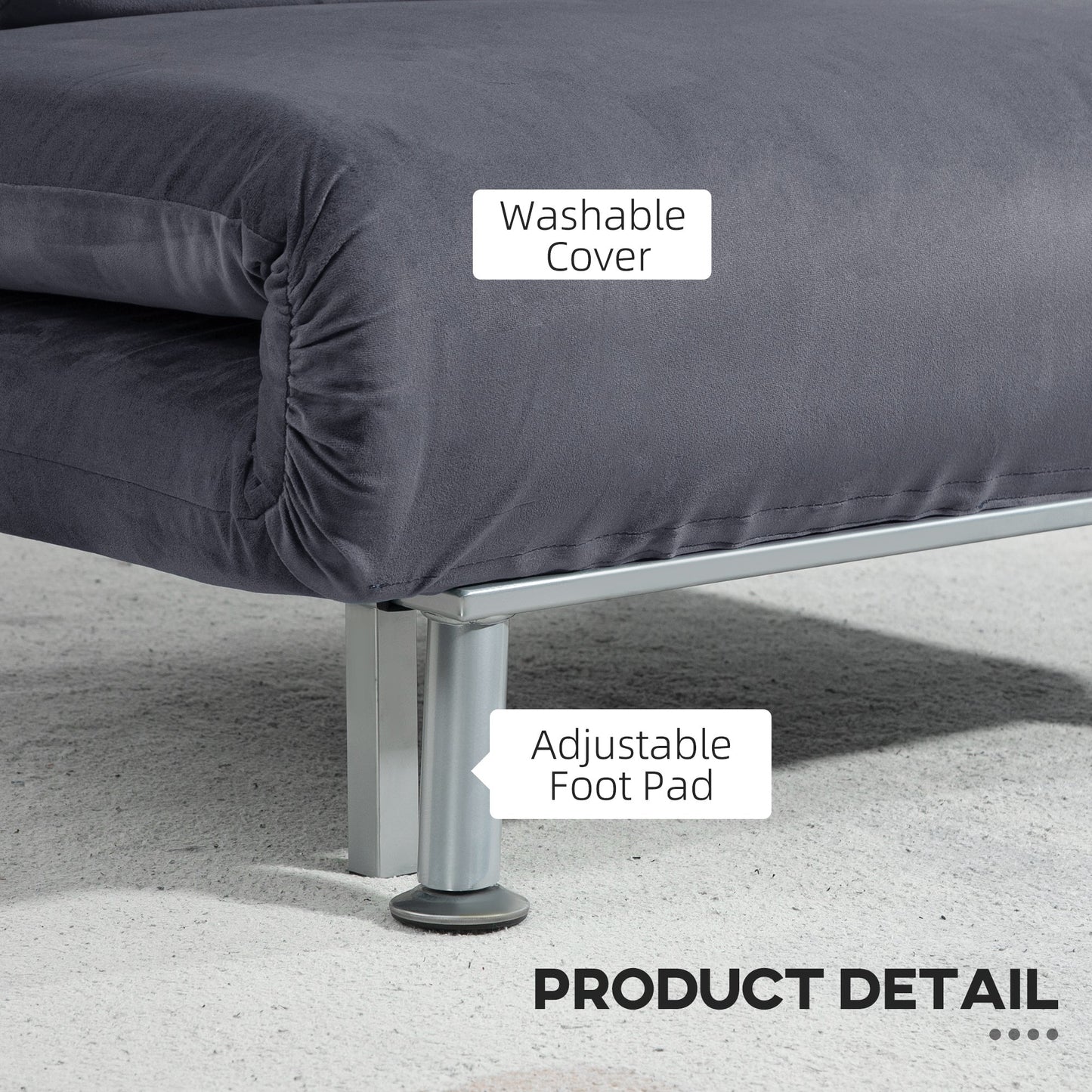 HOMCOM Velvet Single Chair Bed, 3-in-1 Convertible Sleeper Chair with Adjustable Backrest, Pillow, for Living Room, Bedroom, Charcoal Grey