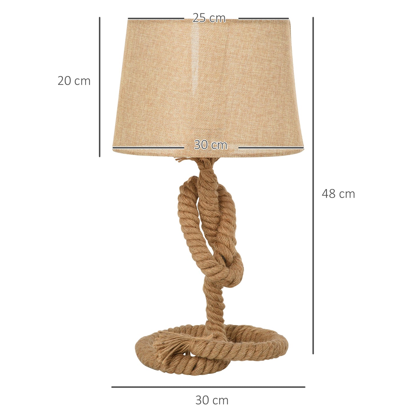 Nautical Style Table Lamp with Fabric Lampshade Metal Frame Power Switch, 48cm Home Desk Lamp Bedroom Living Room Study E27 Base, Beige