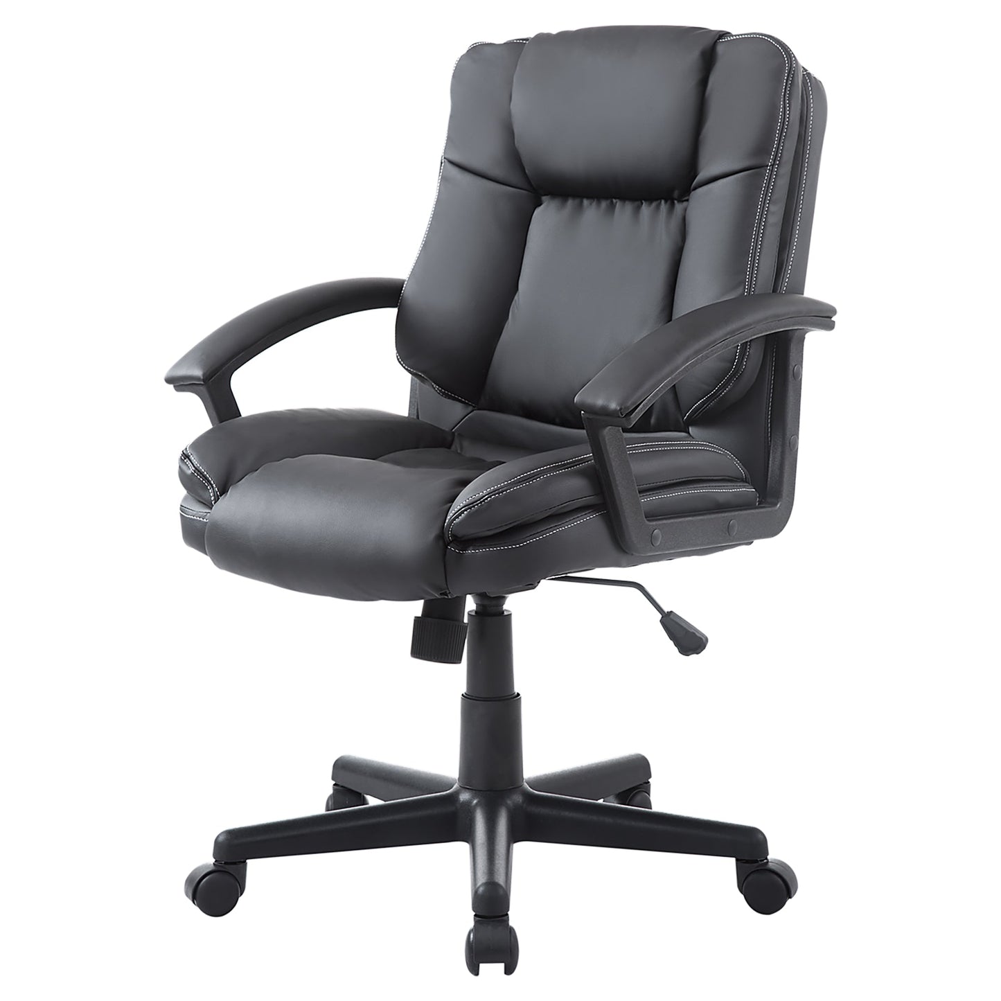HOMCOM Office Chair, Faux Leather Computer Desk Chair, Mid Back Executive Chair with Adjustable Height and Swivel Rolling Wheels for Home Study, Black