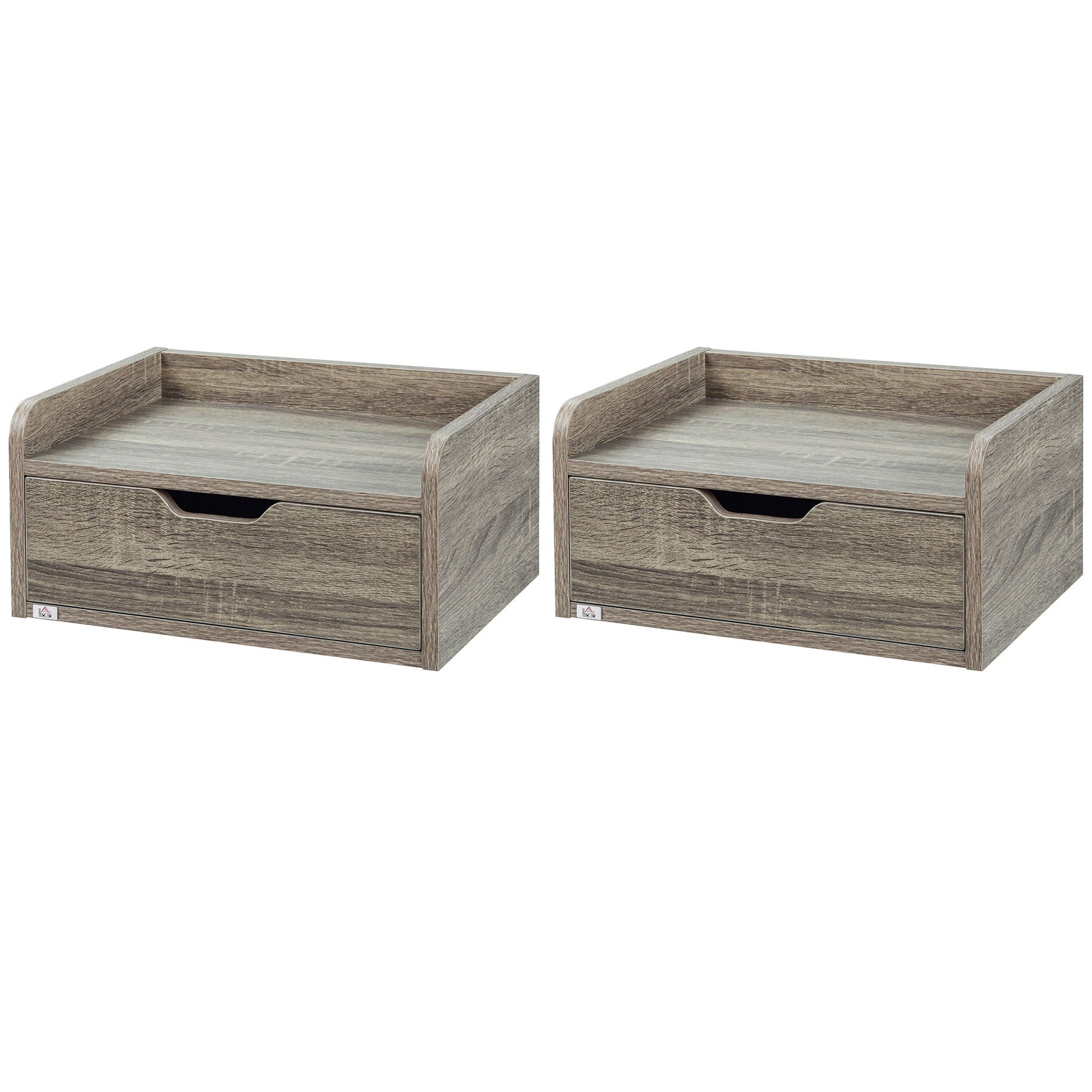 HOMCOM Floating Nightstand Set of 2 Wall Mounted Bedside Table with Storage Drawer for Bedroom, Grey