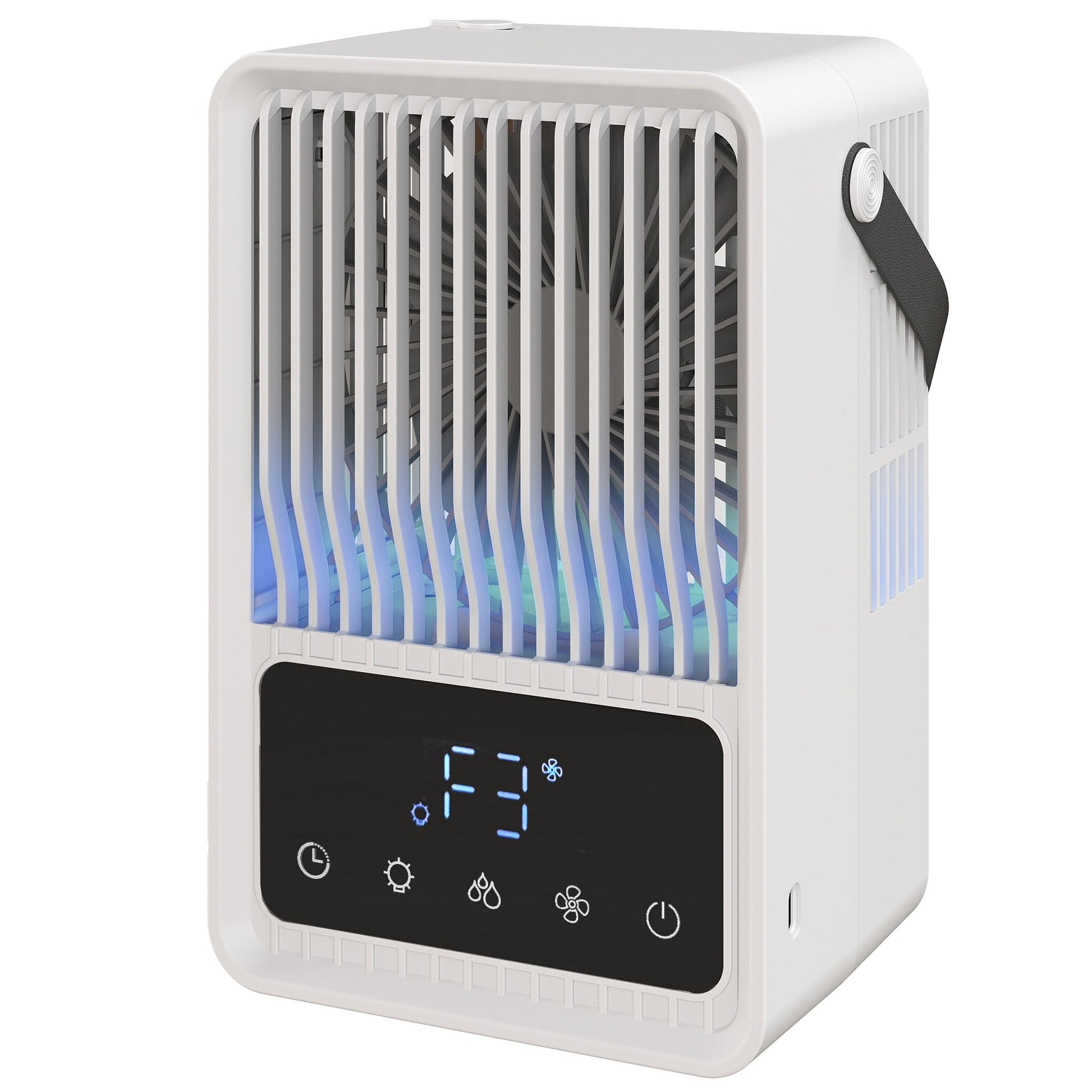 23.2 cm Desk Fan with Humidifier, 3-Speed Table Fan with 550ml Water Tank, Small Fan with RGB Light for Bedroom, Home Office, Black