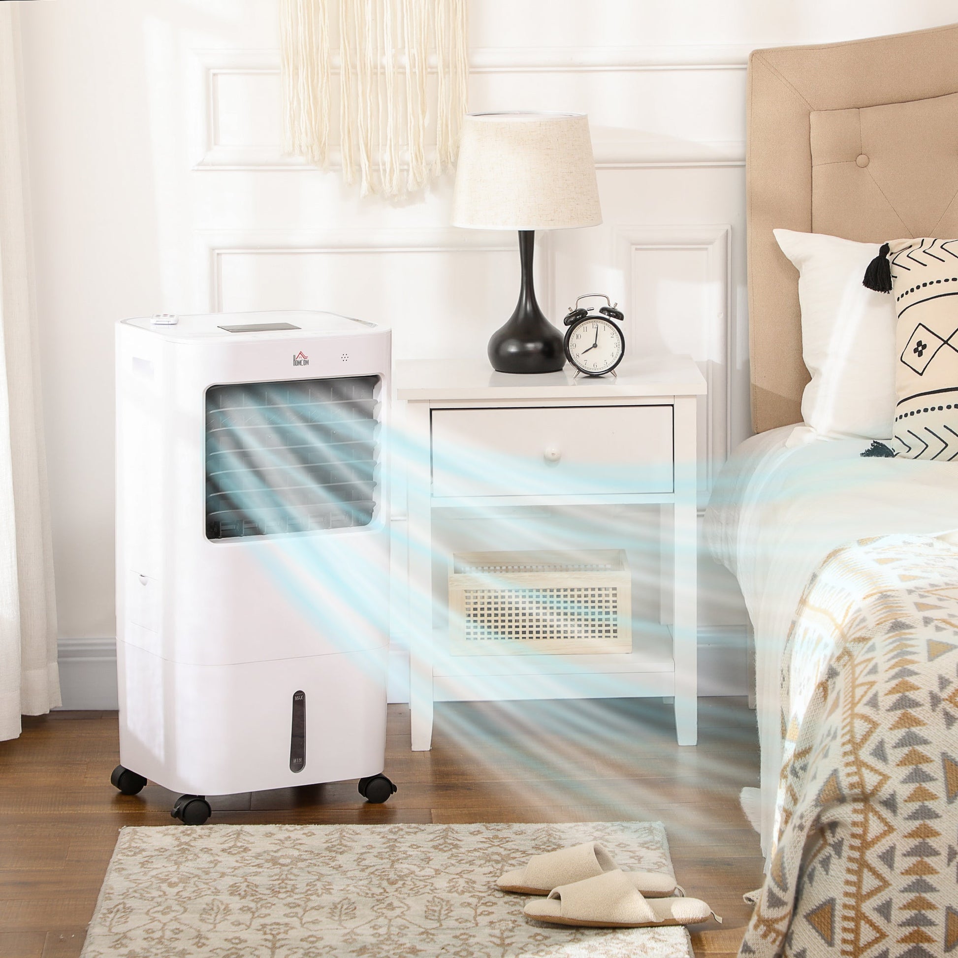 HOMCOM 3-in-1 Evaporative Mobile Air Cooler Cooling Fan Humidifier for Home Office