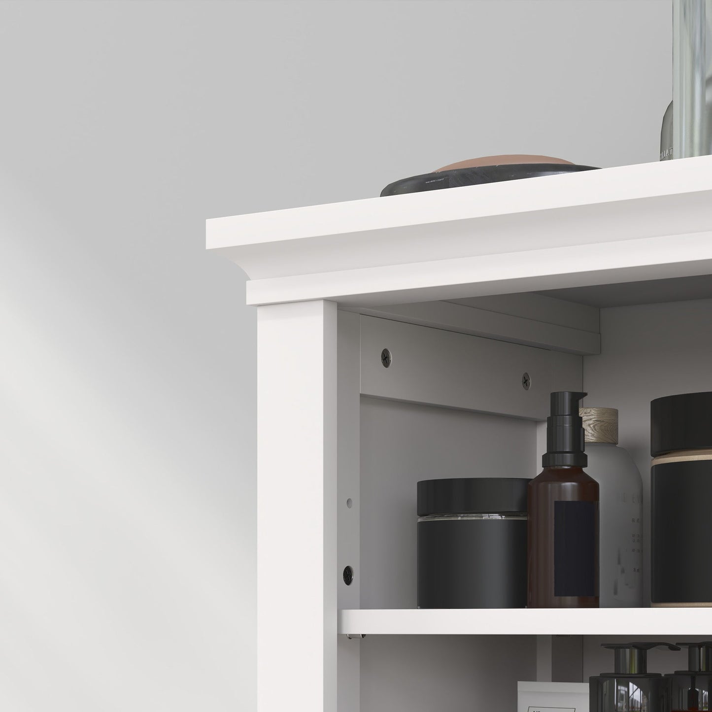 HOMCOM Modern Bathroom Storage Cabinet, Freestanding Bathroom Cabinet with Open Shelves, a Cupboard with Doors and Adjustable Shelves, White