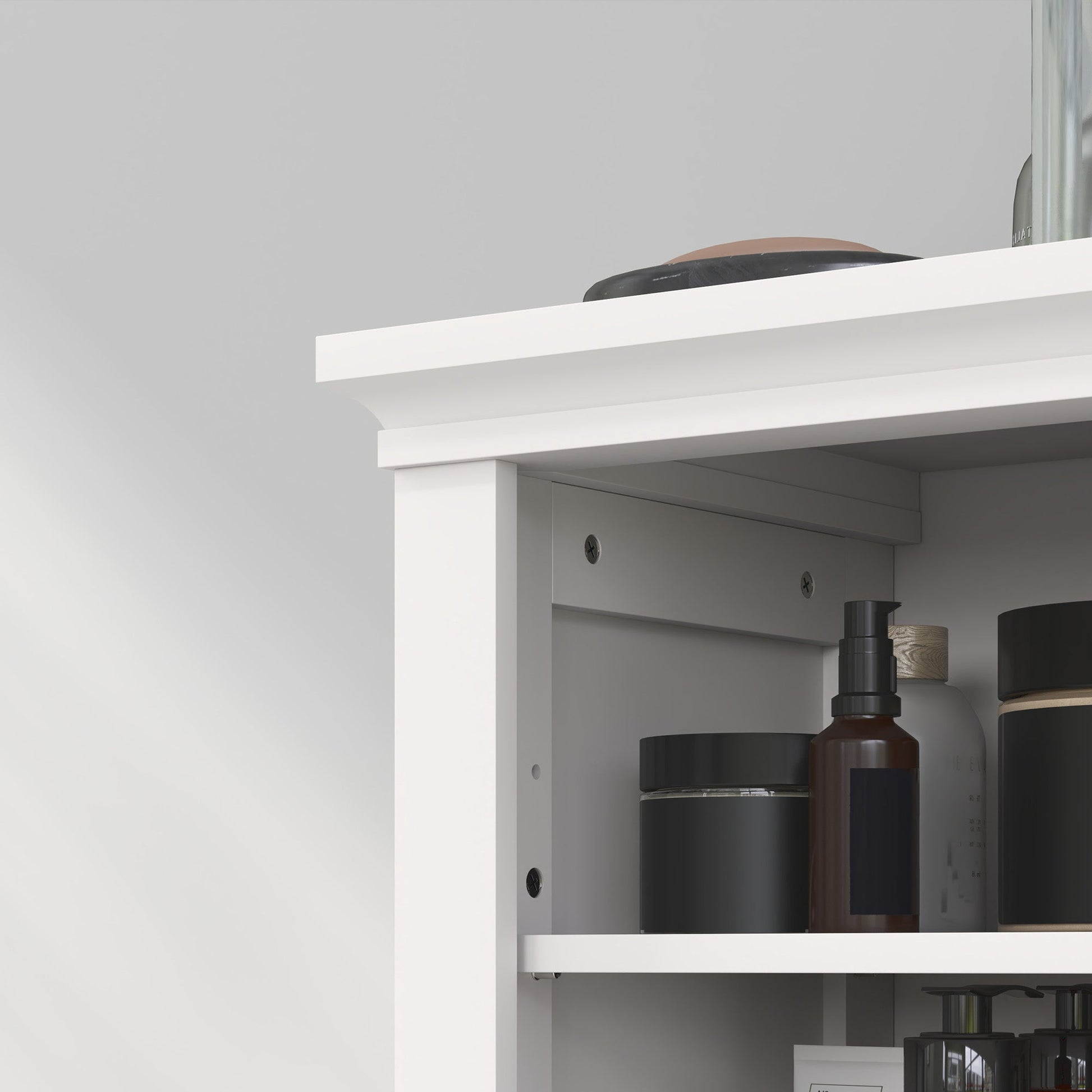 HOMCOM Modern Bathroom Storage Cabinet, Freestanding Bathroom Cabinet with Open Shelves, a Cupboard with Doors and Adjustable Shelves, White
