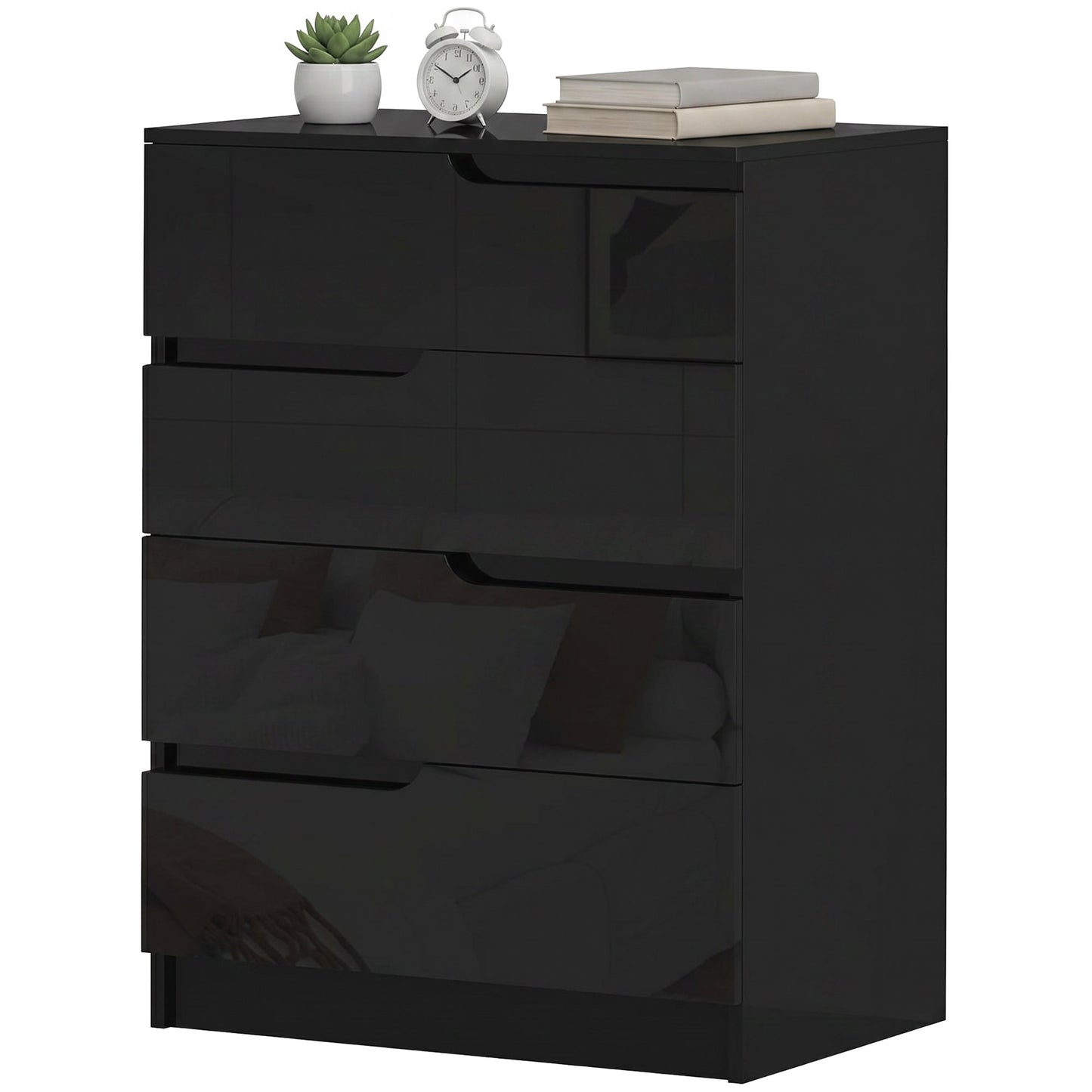 Modern Dresser with 4 Drawers, Chest of Drawers for Bedroom, Living Room, 60 x 40 x 85cm, Black