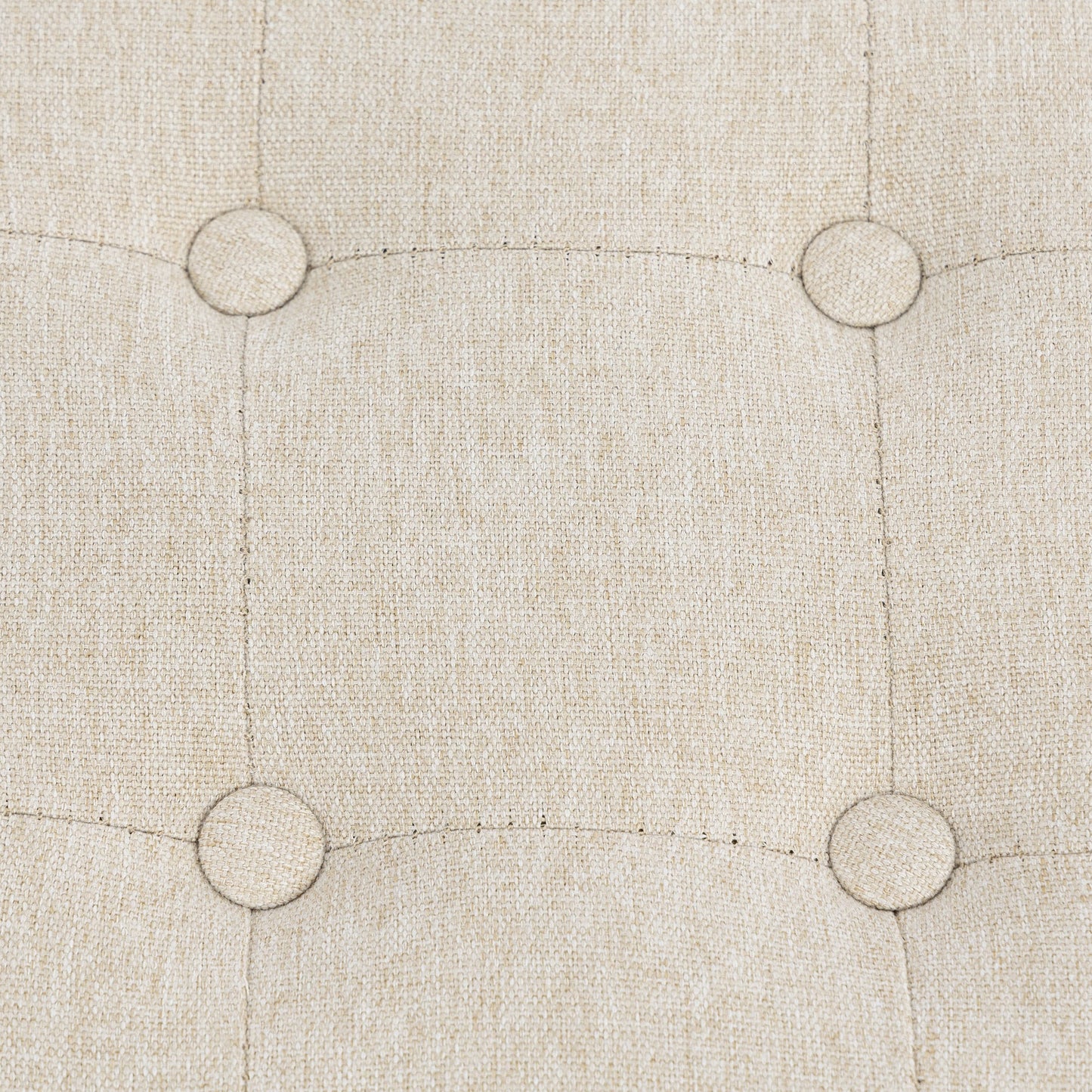 Square Footstool, Small Ottoman with Side Pocket, Linen-look Fabric Footrest Foot Stool with Rubber Wood Legs and Padded Seat for Living Room, Bedroom, Entryway, 35 x 35 x 35cm, Beige