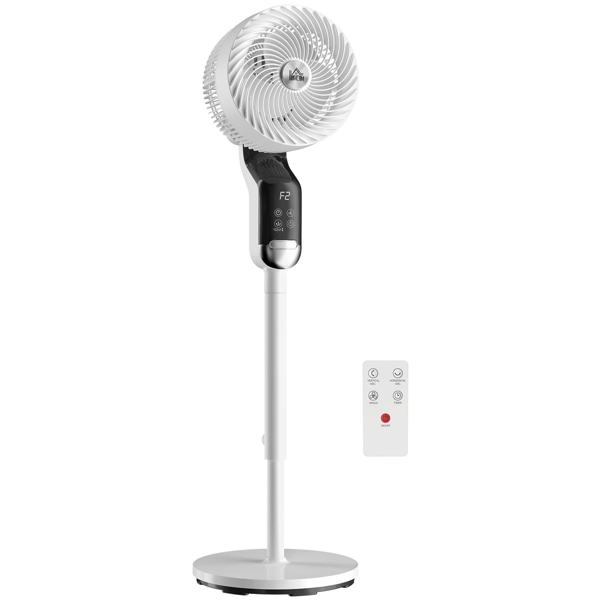 20 dB Silent Standing Fan for Bedroom, 41" Pedestal Fan with Remote, 85° Oscillating, 8 Speeds, Adjustable Height, 12H Timer, Aroma Diffuser, LED Display, White