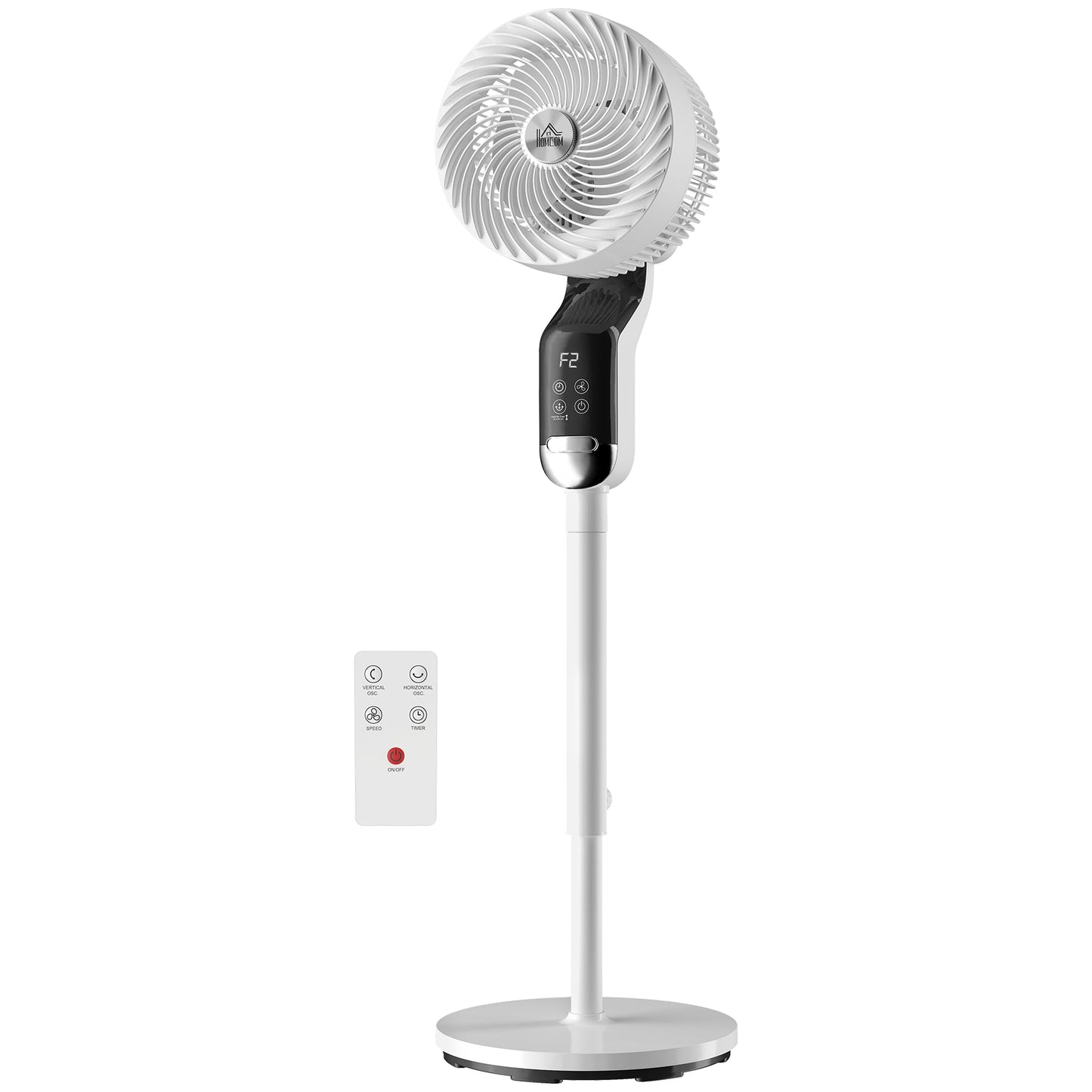20 dB Silent Standing Fan for Bedroom, 41" Pedestal Fan with Remote, 85° Oscillating, 8 Speeds, Adjustable Height, 12H Timer, Aroma Diffuser, LED Display, White