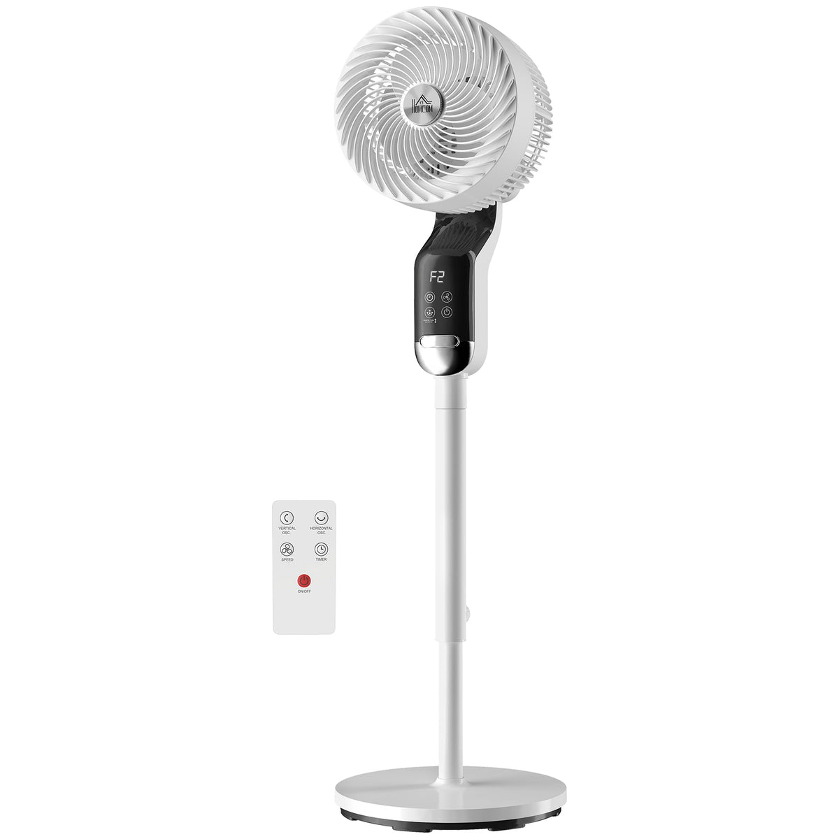 20 dB Silent Standing Fan for Bedroom, 41" Pedestal Fan with Remote, 85° Oscillating, 8 Speeds, Adjustable Height, 12H Timer, Aroma Diffuser, LED Display, White