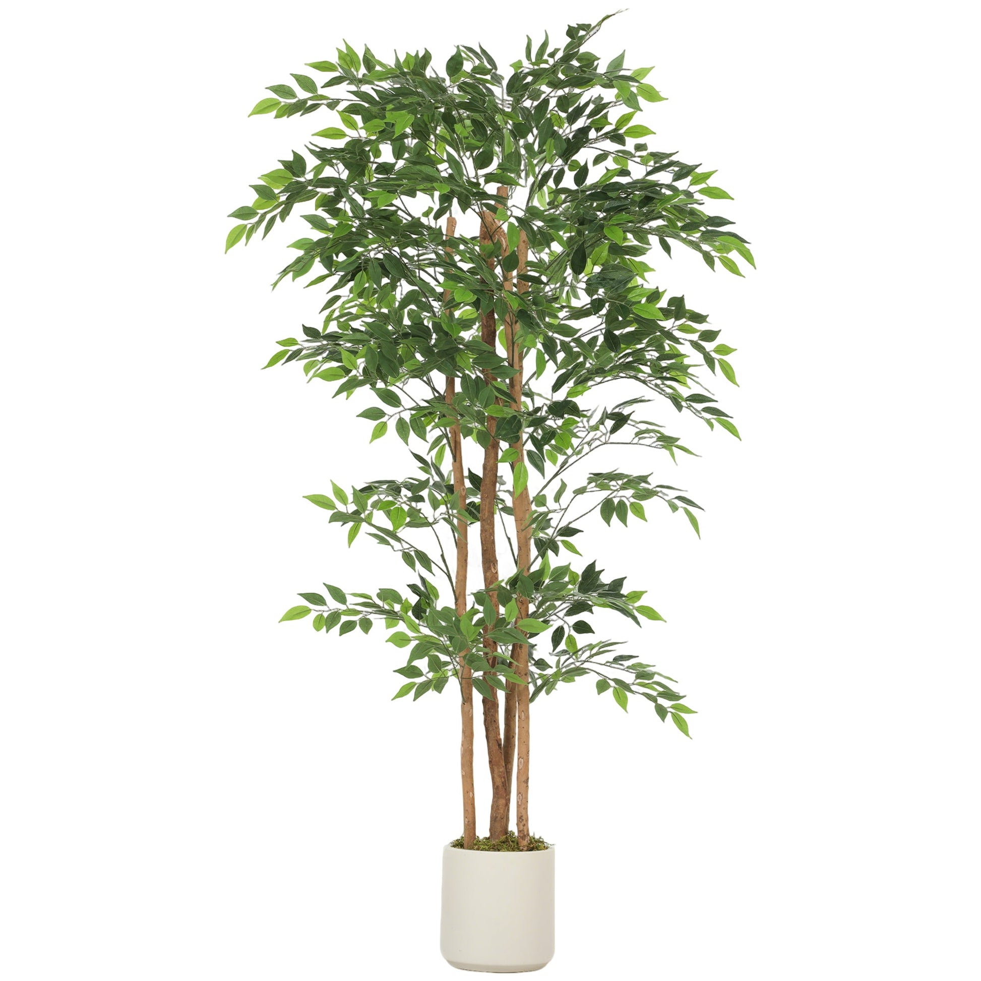 180cm Artificial Ficus Tree, Decorative Artificial Plant with Solid Wood Trunk and Pot for Indoor Living Room Home Office Decor, Green