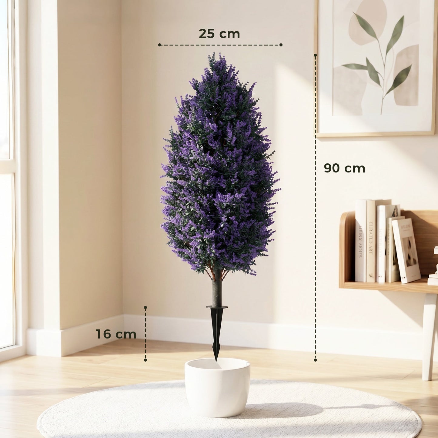 Set of 2 90 cm Artificial Lavender Flowers with Stakes and 642 Blossoms, Greenery Shrub, Indoor Outdoor Fake Plants for Home Office, Living Room, Garden, Patio Decor