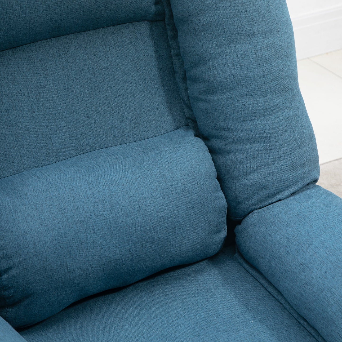 HOMCOM Armchair with Footstool, 180° Recliner with Ottoman, Accent Chair and Footstool with 3-Position Adjustable Backrest and Wooden Legs for Living Room, Blue