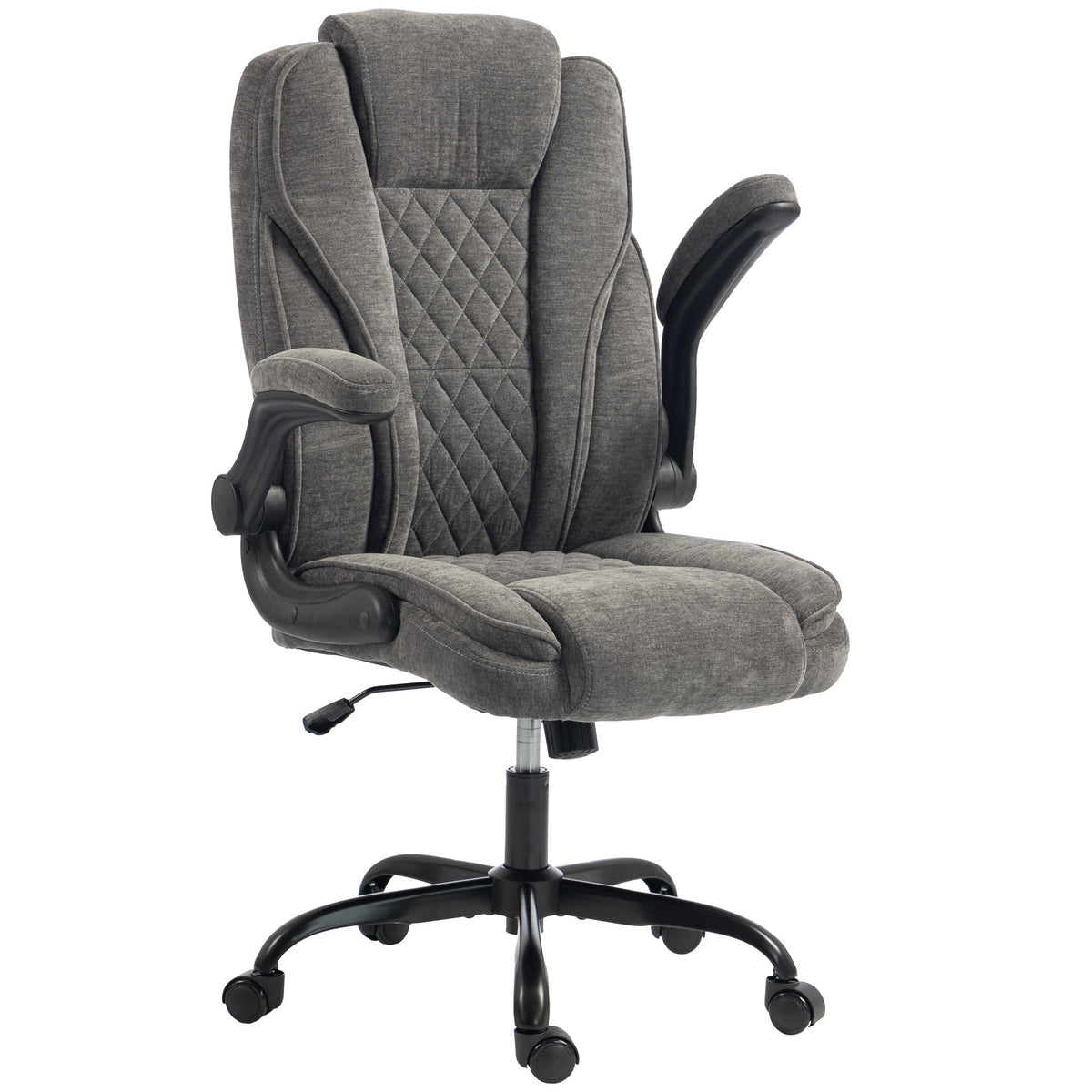 Office Chair, Ergonomic Executive Desk Chair with Padded Flip-up Armrest, Pocket Springs, Swivel Wheels, Multiple Angle Rocking, Adjustable Height, Diamond Fabric for Home Office, Dark Grey