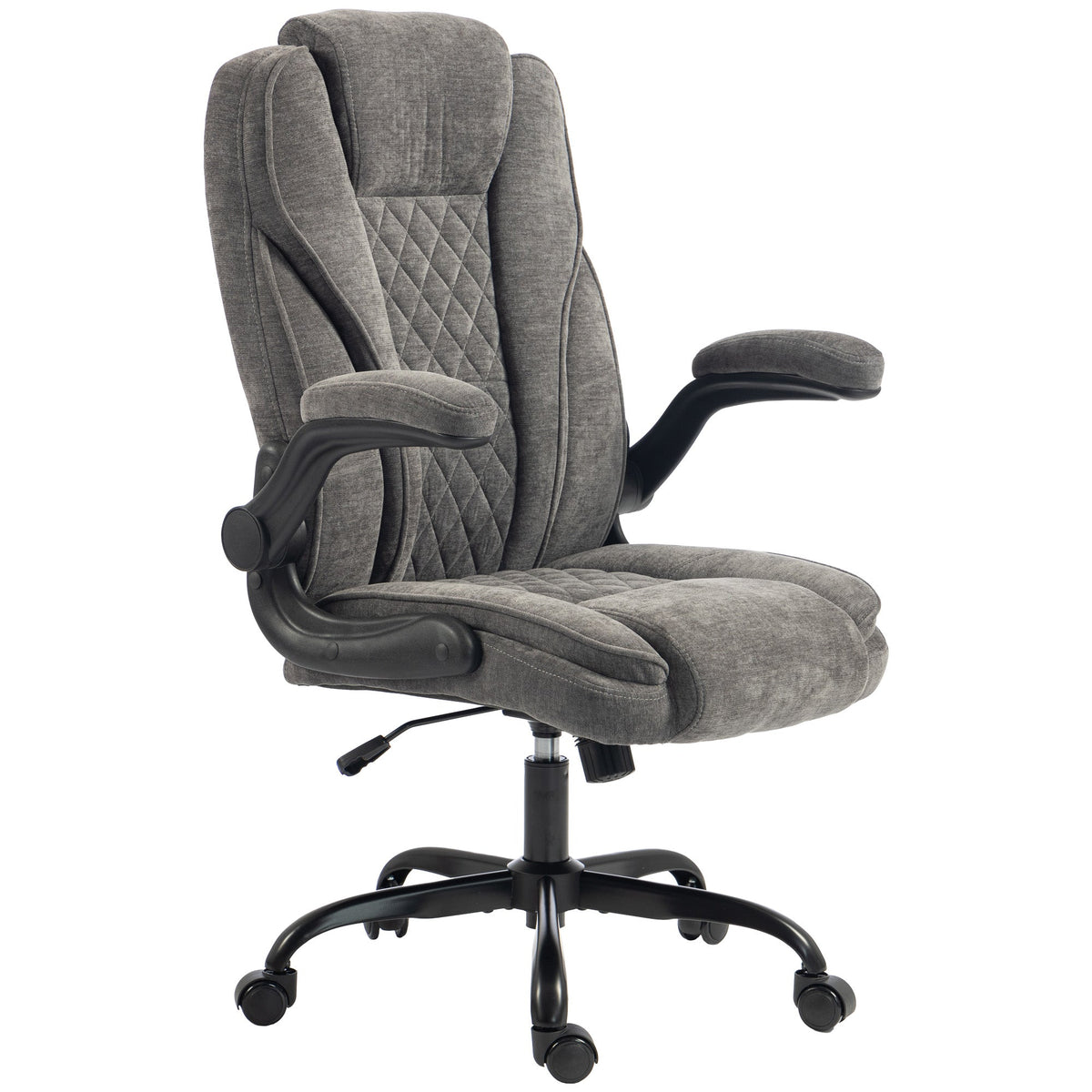 Office Chair, Ergonomic Executive Desk Chair with Padded Flip-up Armrest, Pocket Springs, Swivel Wheels, Multiple Angle Rocking, Adjustable Height, Diamond Fabric for Home Office, Dark Grey