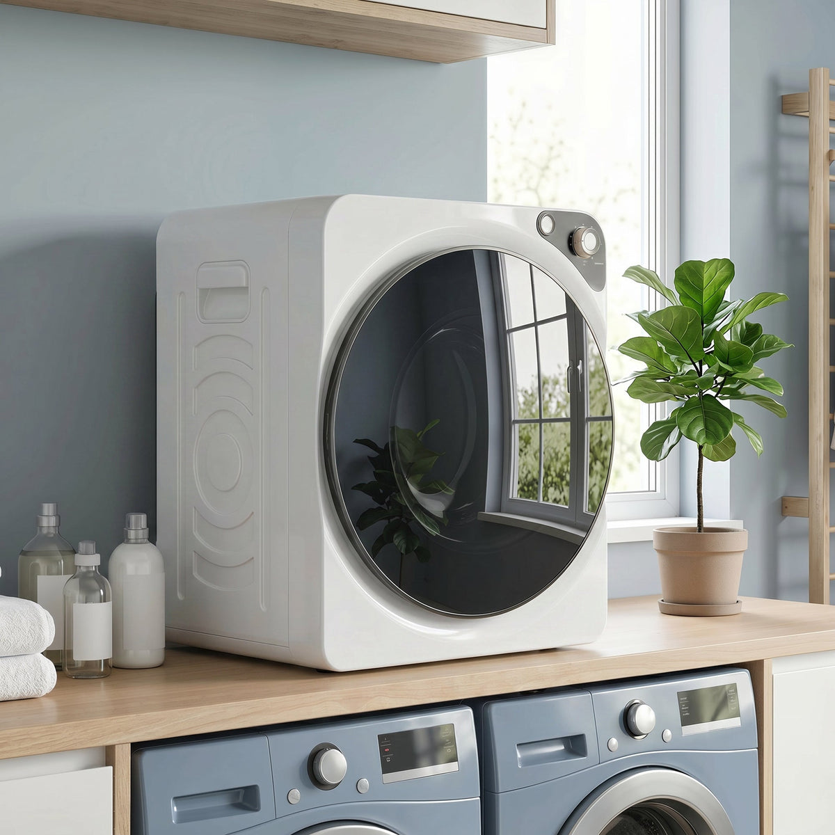 5kg Vented Tumble Dryer, 1000W Compact Tumble Dryer with 5 Drying Modes, Stainless Steel Tub, Freestanding Stackable Clothes Drying Machine, White