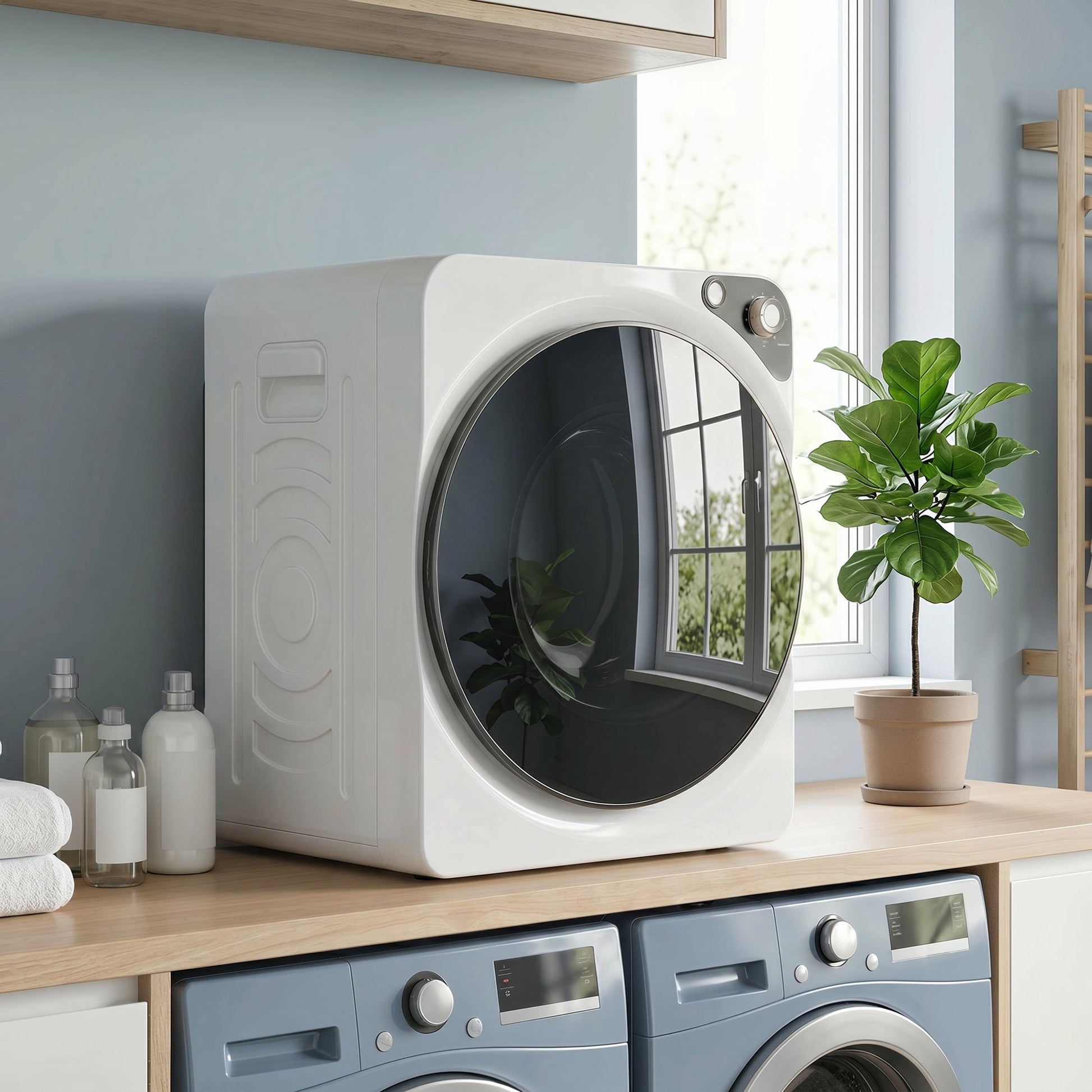 5kg Vented Tumble Dryer, 1000W Compact Tumble Dryer with 5 Drying Modes, Stainless Steel Tub, Freestanding Stackable Clothes Drying Machine, White