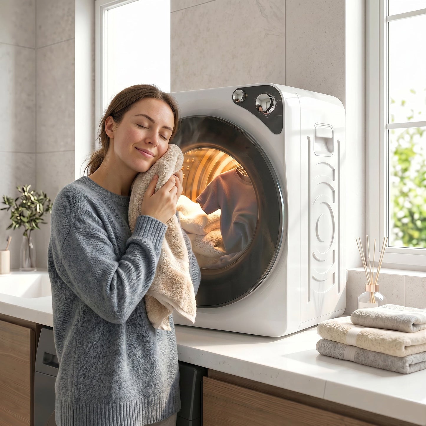 5kg Vented Tumble Dryer, 1000W Compact Tumble Dryer with 5 Drying Modes, Stainless Steel Tub, Freestanding Stackable Clothes Drying Machine, White