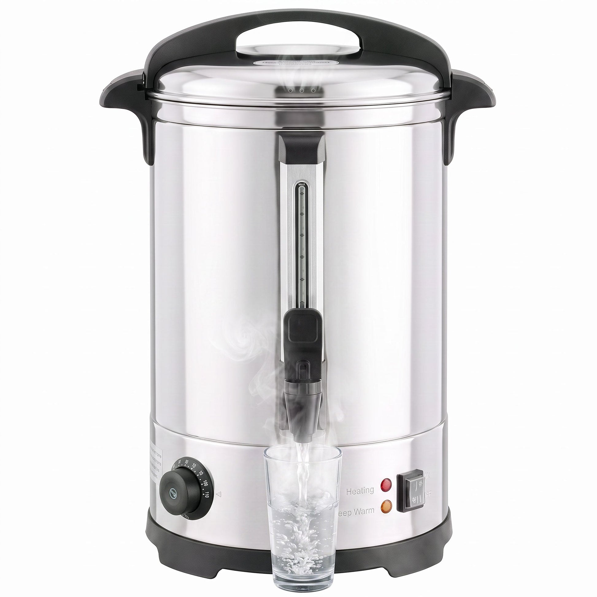 6.5L Catering Urn, 1500W Hot Water Boiler Dispenser with Thermostat, Stainless Steel Tea Urn Kettle with Keep Warm Function, Adjustable Temperature and Easy Pour Tap for Home Office Parties