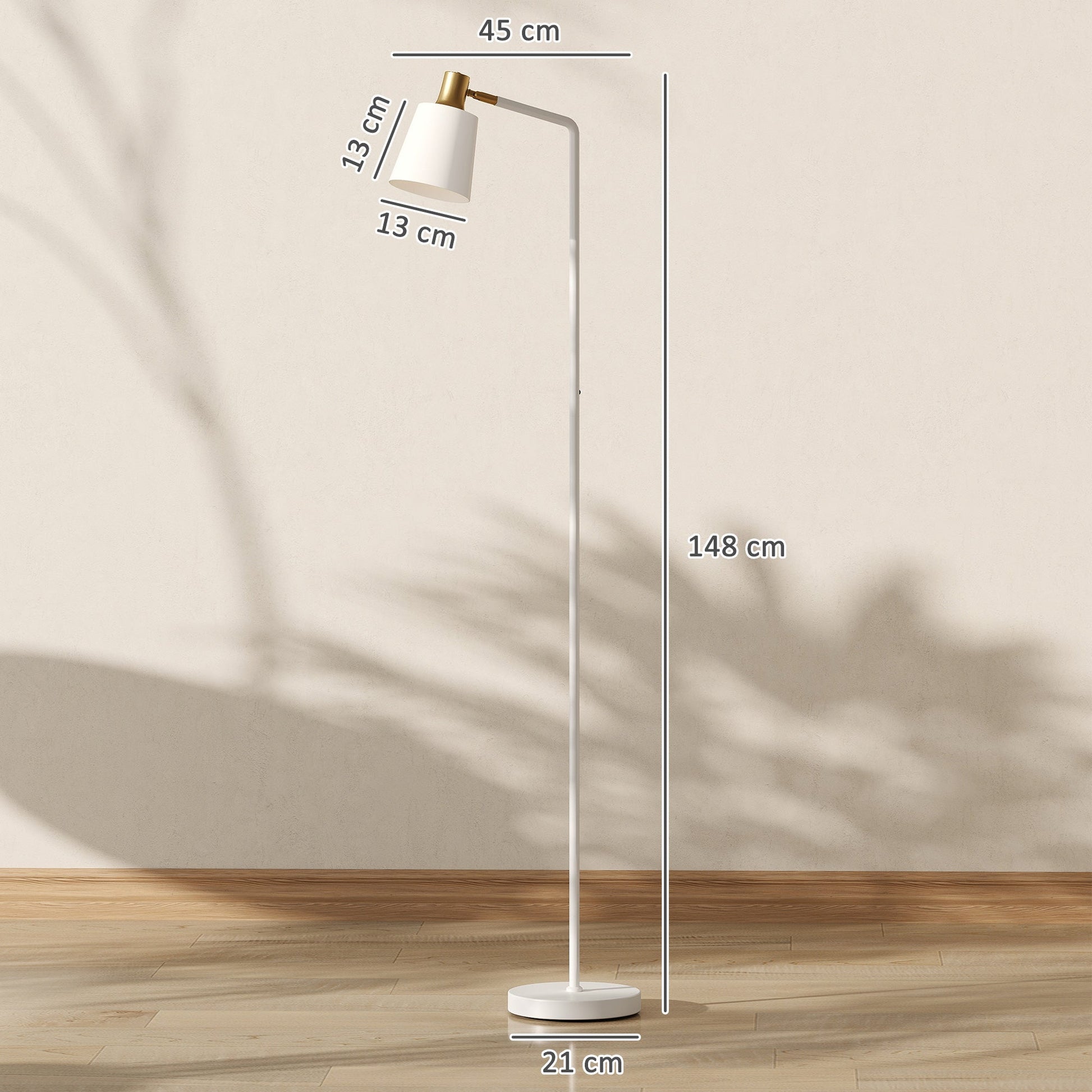 Floor Lamp with 350° Rotatable Head, Modern Standing Lamp with 3000K/4000K/6500K Colour Temperatures for Living Room Office, White