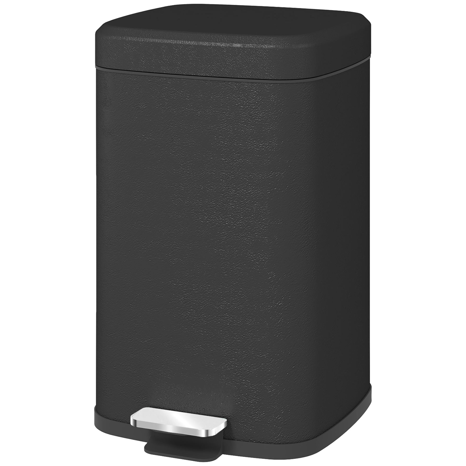 HOMCOM 20 Litre Pedal Bin, Fingerprint Proof Kitchen Bin with Soft-close Lid, Metal Rubbish Bin with Foot Pedal and Removable Inner Bucket, Black
