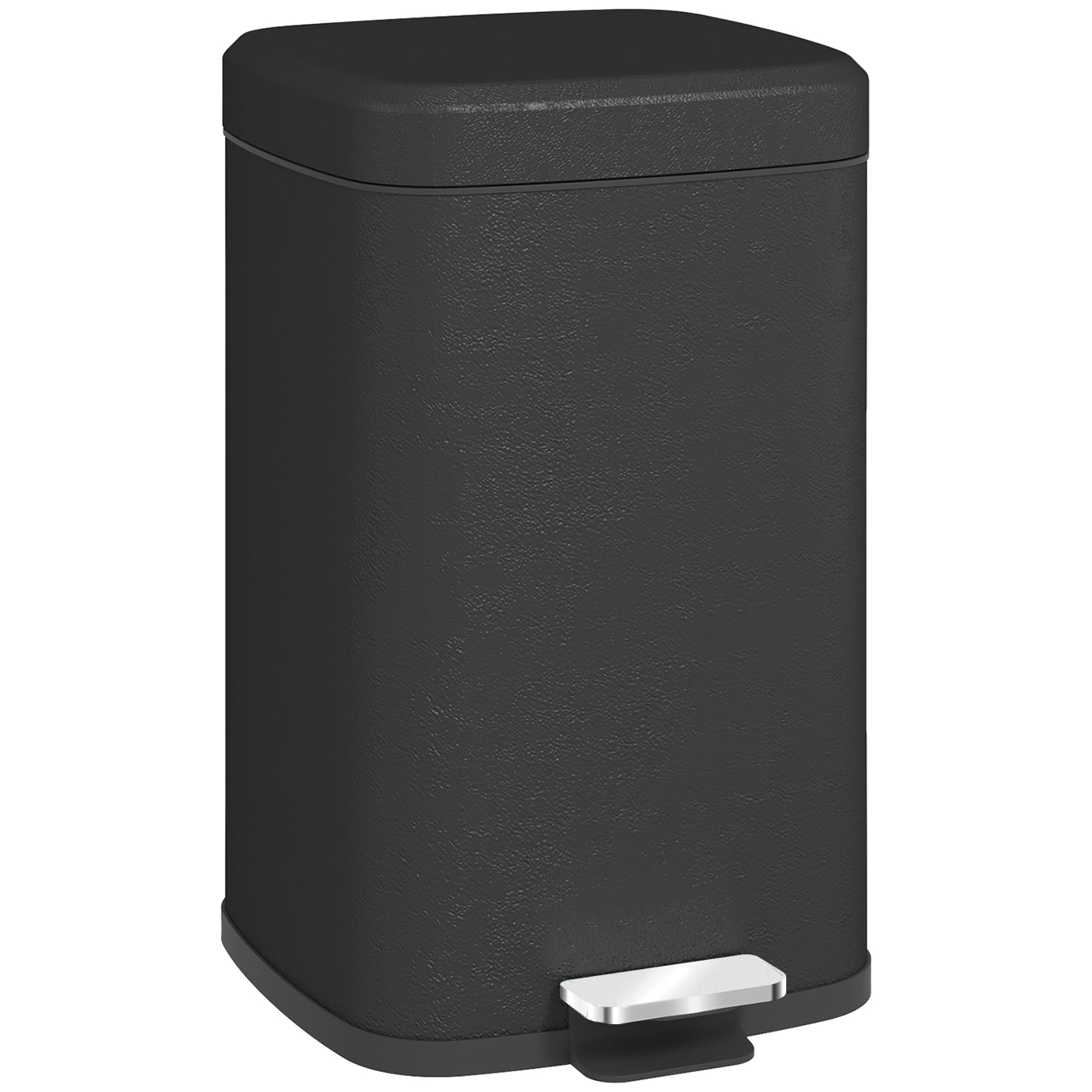 HOMCOM 20 Litre Pedal Bin, Fingerprint Proof Kitchen Bin with Soft-close Lid, Metal Rubbish Bin with Foot Pedal and Removable Inner Bucket, Black