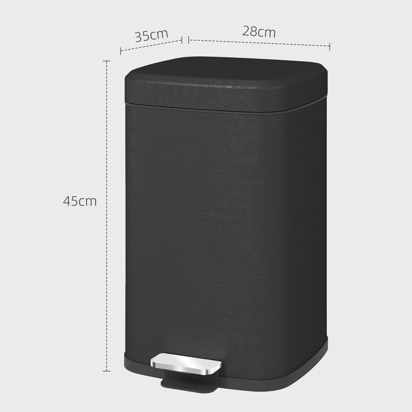 HOMCOM 20 Litre Pedal Bin, Fingerprint Proof Kitchen Bin with Soft-close Lid, Metal Rubbish Bin with Foot Pedal and Removable Inner Bucket, Black