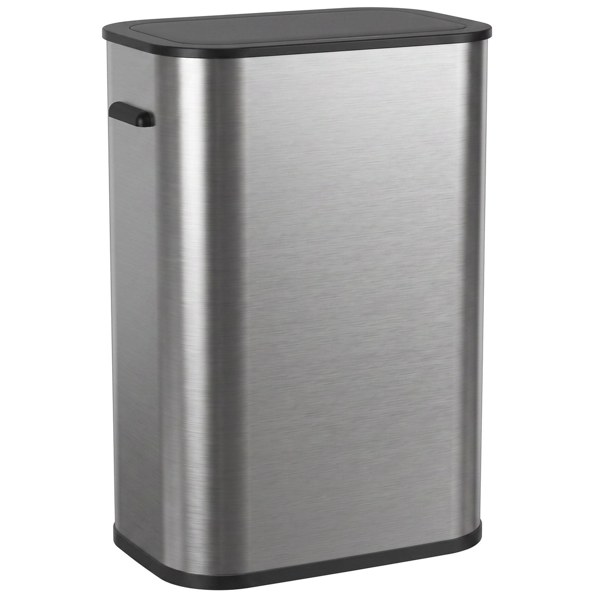 55L Sensor Bin for Kitchen, Touchless Automatic Waste Rubbish Bin with Soft-Close Lid, Fingerprint-Resistant Stainless Steel, Retainer Ring, Battery Operated for Home Office, Study, Silver Tone