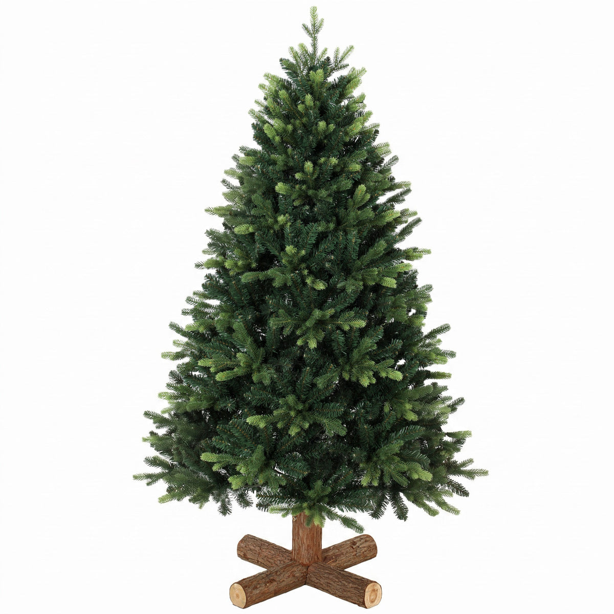 5ft Artificial Christmas Tree, Hinged Xmas Tree with 1620 PE & PVC Branch Tips, Solid Fir Wood Stand, Auto Open for Home Office Holiday Decoration, Green