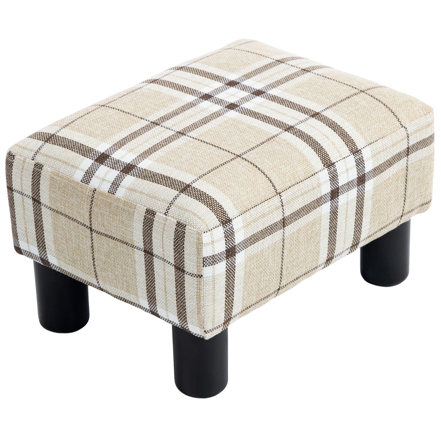 Linen-Look Fabric Foot Stool Footrest Small Seat Footrest Chair Ottoman Home Office with Legs 40 x 30 x 24cm, Multi-colored