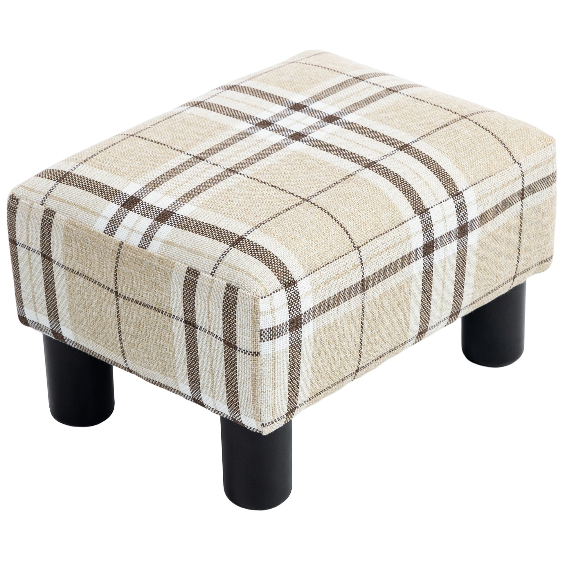 Linen-Look Fabric Foot Stool Footrest Small Seat Footrest Chair Ottoman Home Office with Legs 40 x 30 x 24cm, Multi-colored