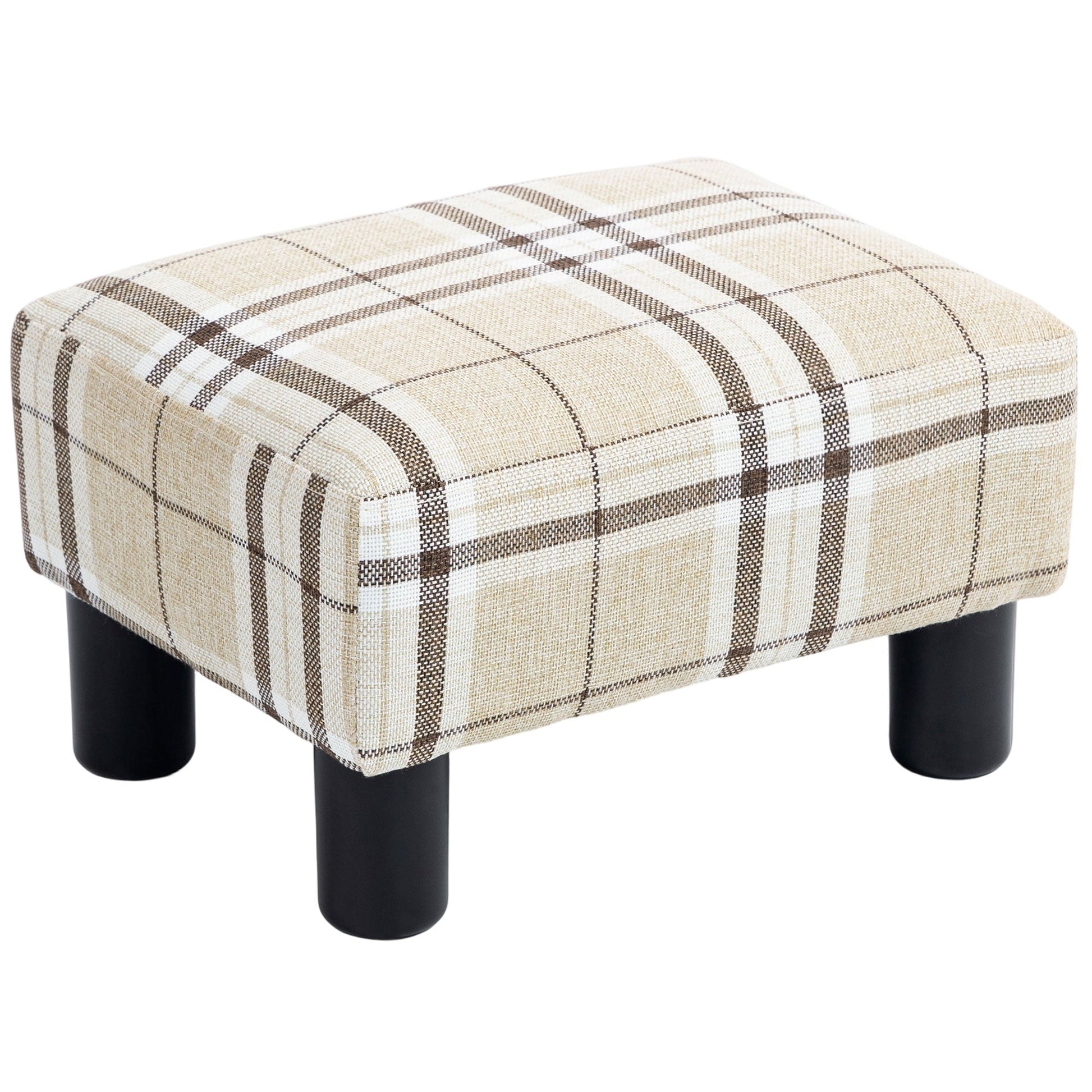 Linen-Look Fabric Foot Stool Footrest Small Seat Footrest Chair Ottoman Home Office with Legs 40 x 30 x 24cm, Multi-colored