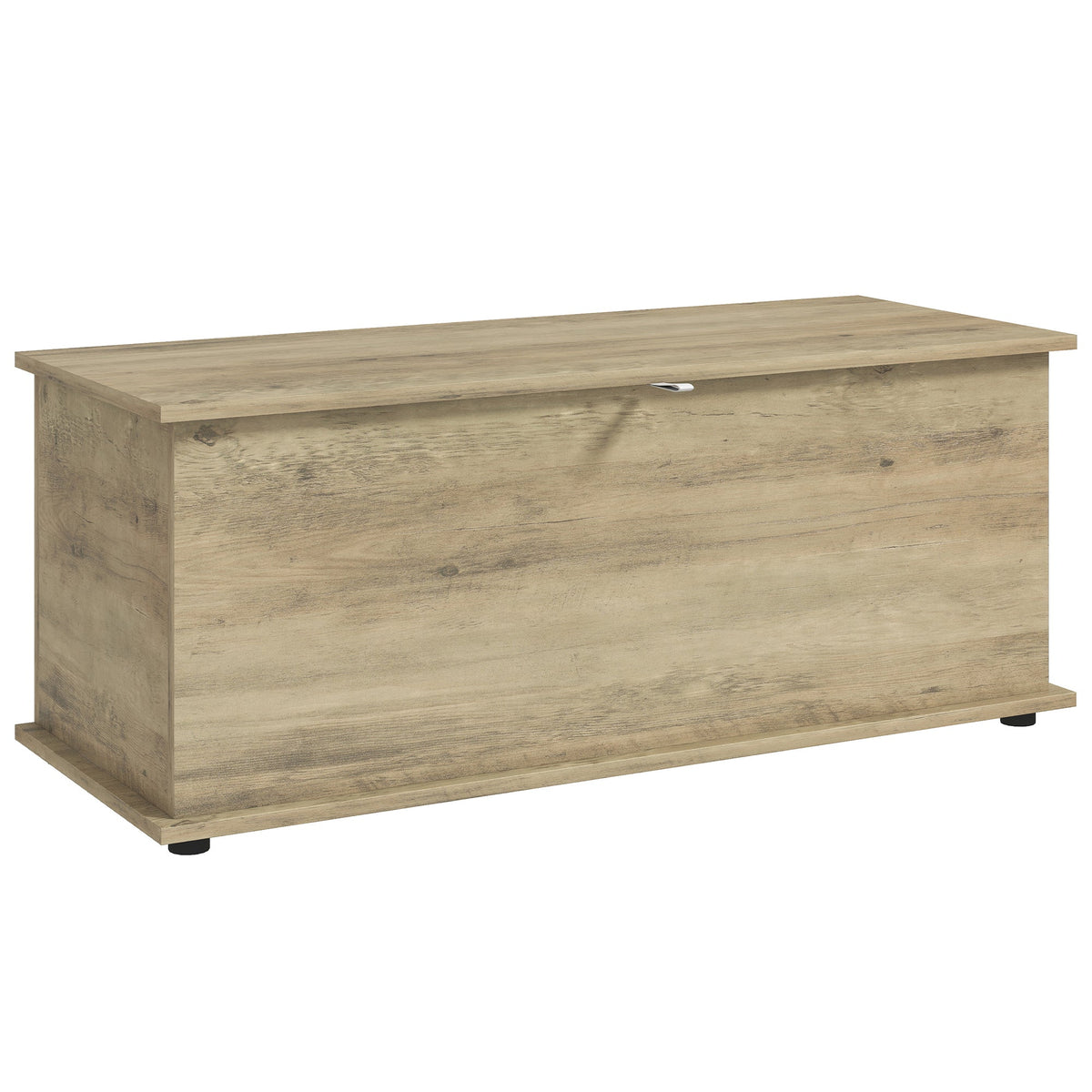 Storage Chest, Large 114L Blanket Box, Shoe Bench with Safety Hinged Lid, Storage Trunk, Bed End Bench for Bedroom, Hallway, Living room, Playroom, 100 x 40 x 40cm, Grey Wood Effect
