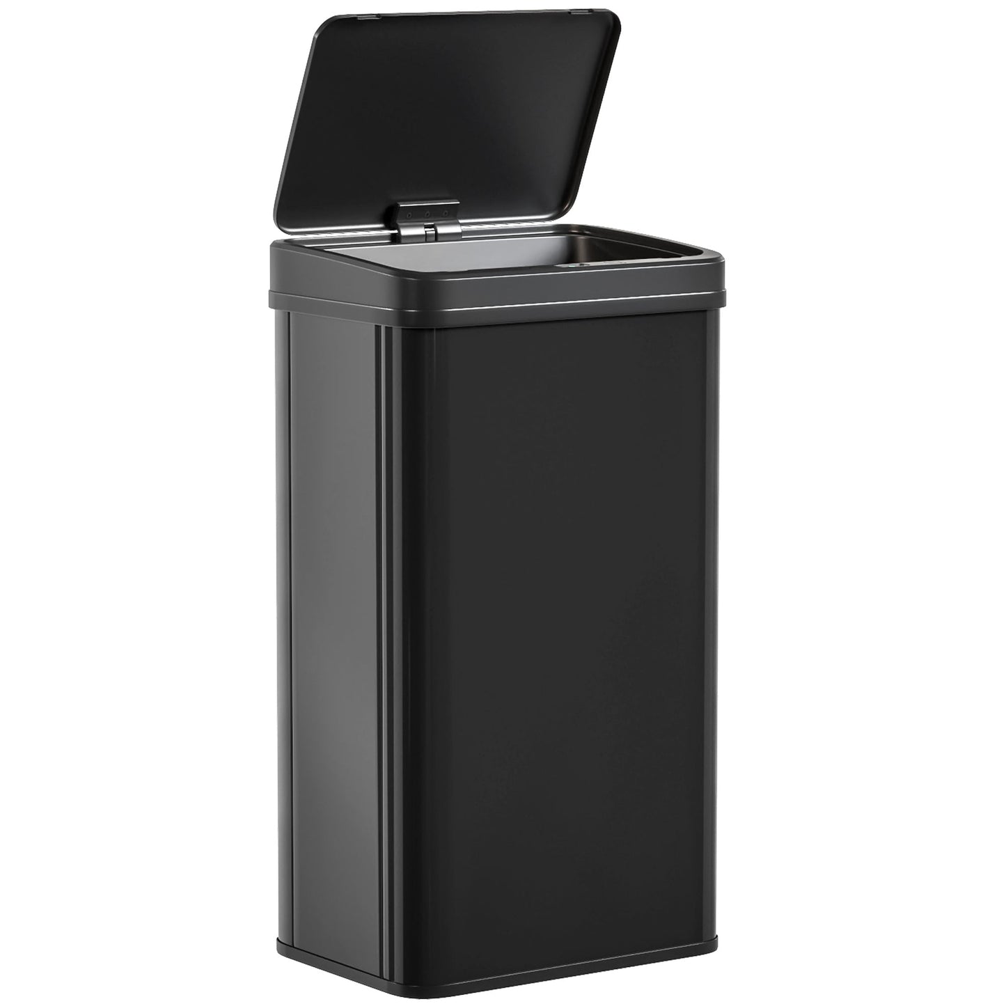 50L Sensor Bin with Quiet Soft-Close Lid, Automatic Touchless Motion Sensor Kitchen Bin with Fingerprint Resistant Stainless Steel for Hygienic Gyms, Home Office Use, Black