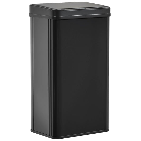50L Sensor Bin with Quiet Soft-Close Lid, Automatic Touchless Motion Sensor Kitchen Bin with Fingerprint Resistant Stainless Steel for Hygienic Gyms, Home Office Use, Black