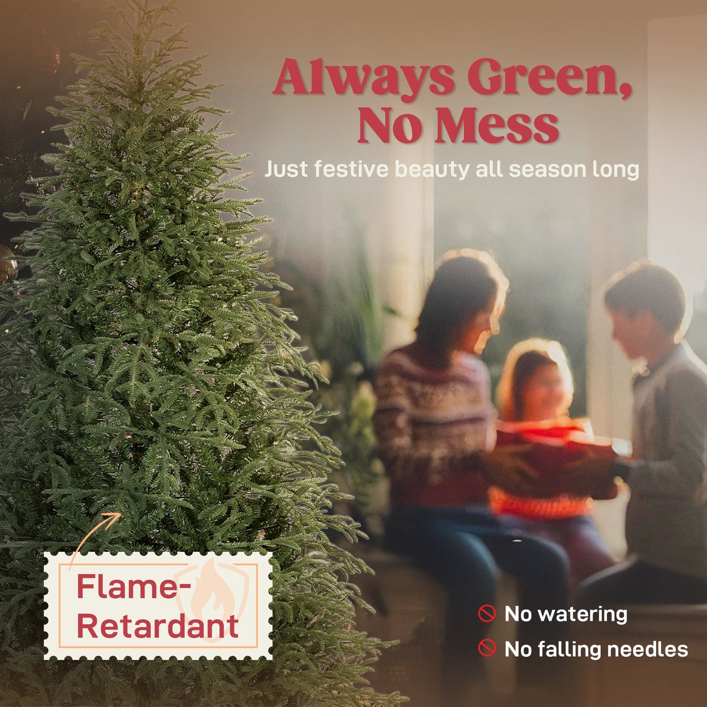 7 ft Artificial Christmas Tree with 2942 Realistic Dense Branches, Full Spruce, Hinged Xmas Tree with Metal Stand, Easy Assembly, Green