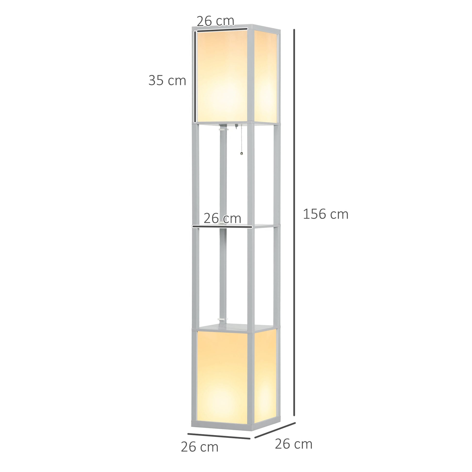 HOMCOM Floor Lamp with Shelves and Dual Light, Modern Corner Standing Lamp for Living Room, Bedroom, Bulb not Included, Light Grey