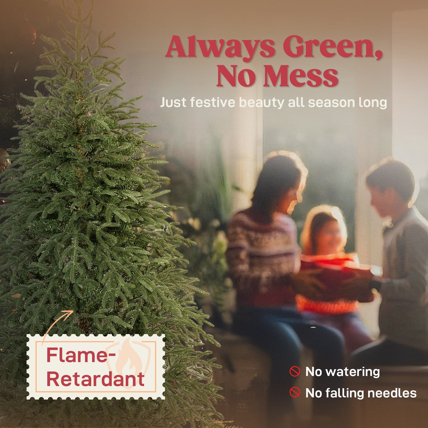 6 ft Artificial Christmas Tree with 1814 Realistic Dense Branches, Full Spruce, Hinged Xmas Tree with Metal Stand, Easy Assembly, Green