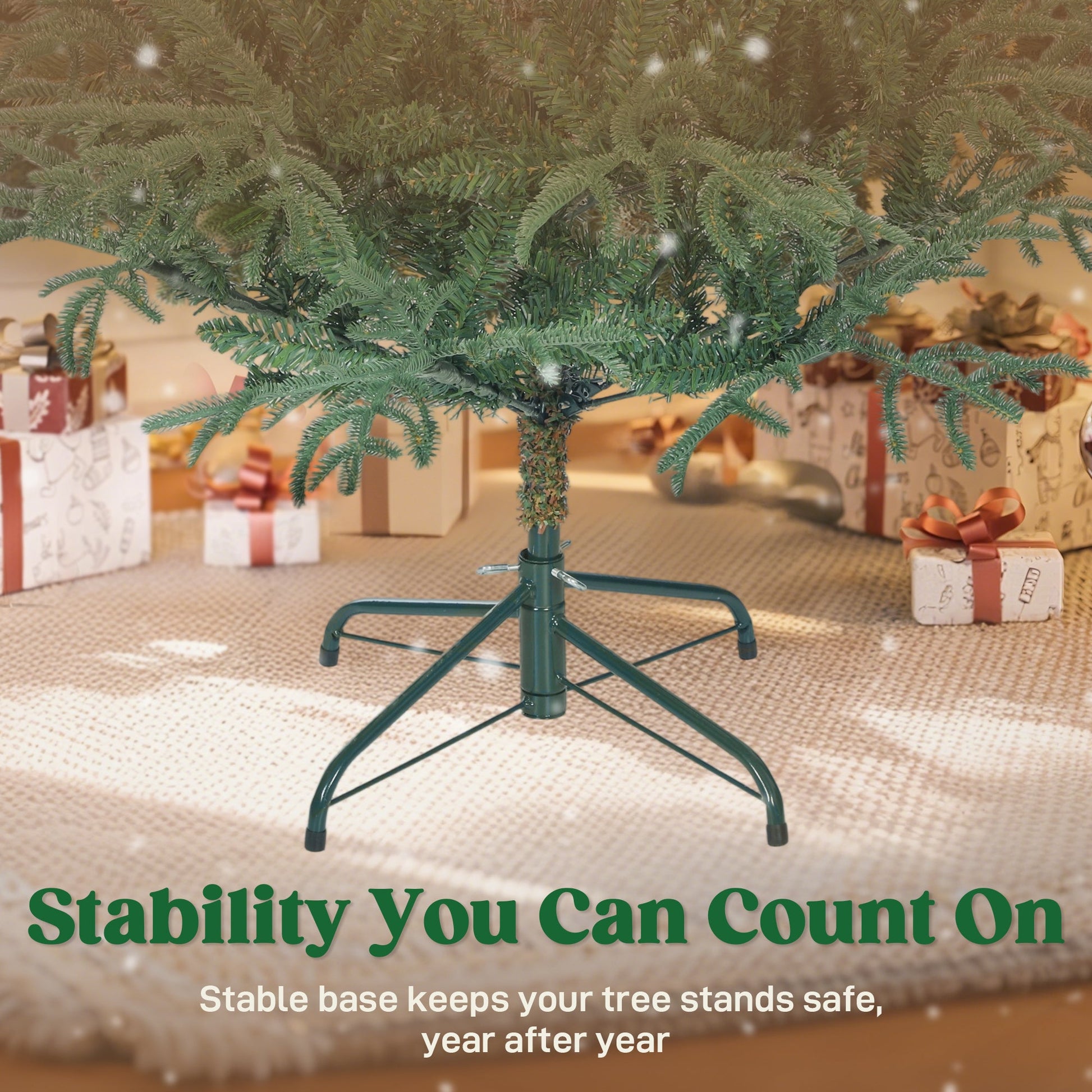 6 ft Artificial Christmas Tree with 1814 Realistic Dense Branches, Full Spruce, Hinged Xmas Tree with Metal Stand, Easy Assembly, Green