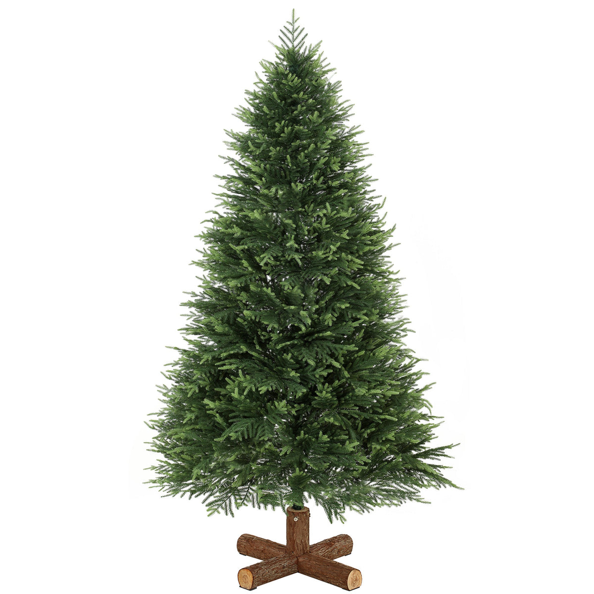 6ft Artificial Christmas Tree, Hinged Xmas Tree with Dense 751 PE & PVC Branch Tips, Realistic Fir Wood Base, Auto Open for Home Office Decor, Green