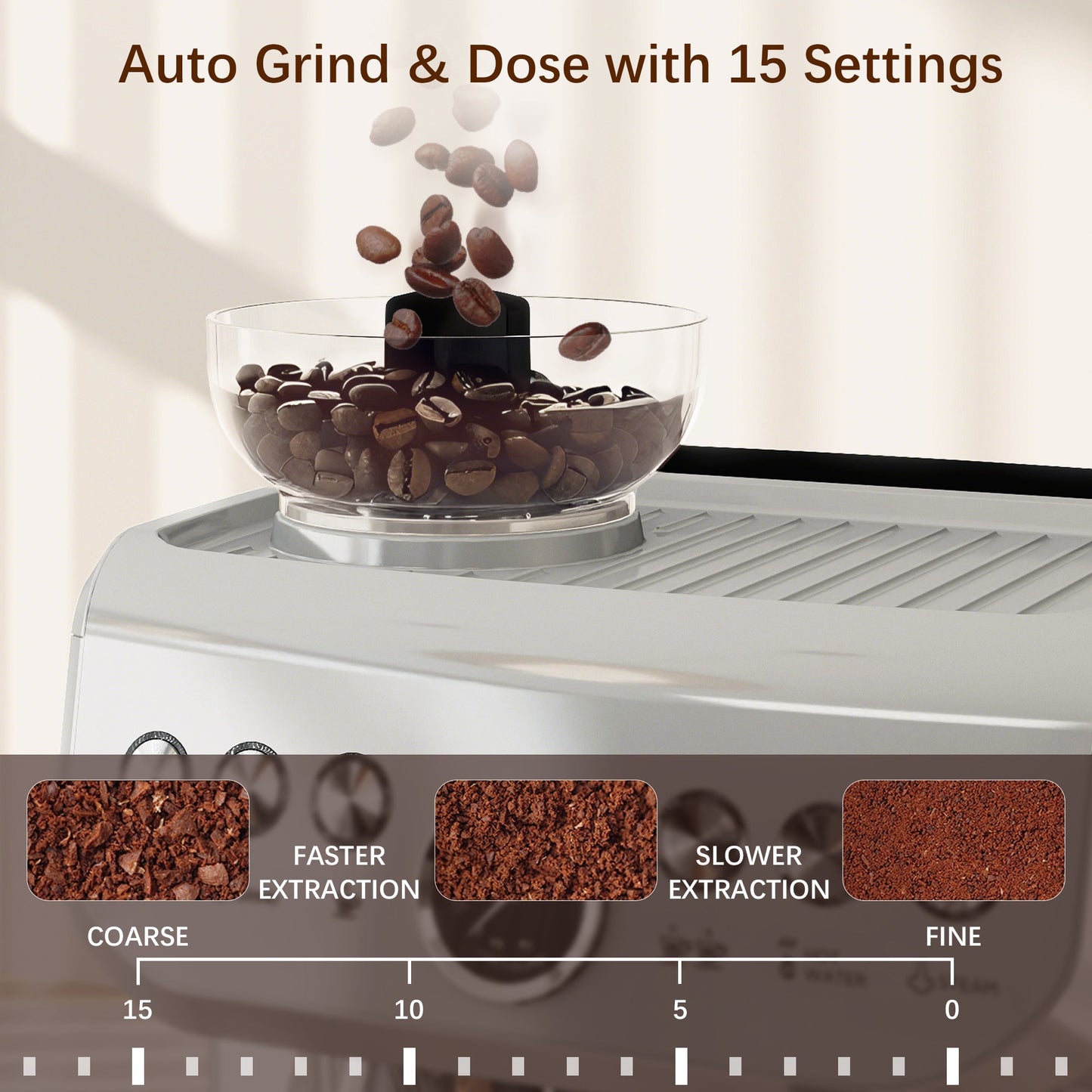 Espresso Machine with Integrated Bean Grinder & Steam Wand, Stainless Steel Silver - HOMCOM