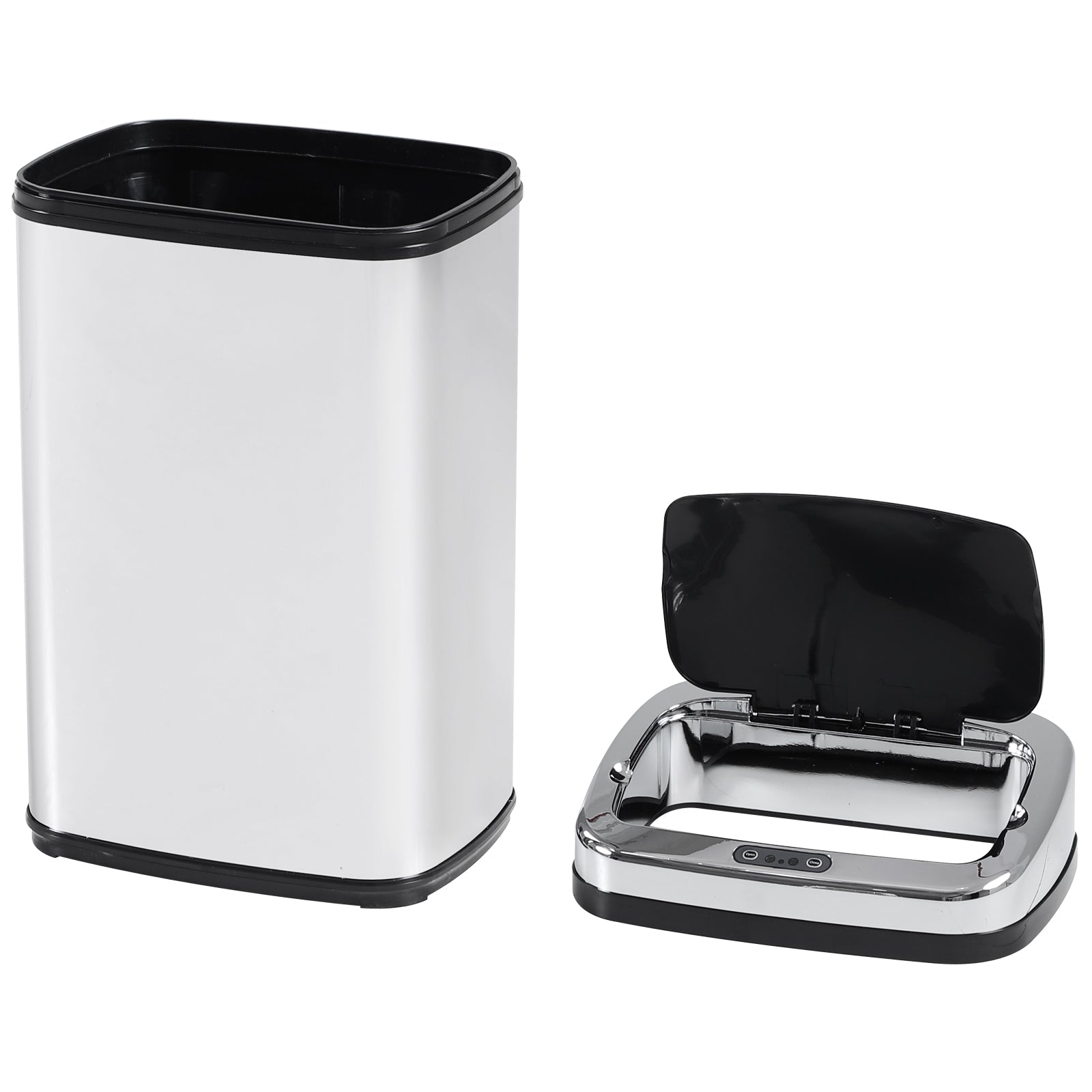 HOMCOM 30L Automatic Kitchen Bin with Lid, Stainless Steel Sensor Bin with Infrared Motion Sensor for Home Office, Bathroom, Living Room, Silver