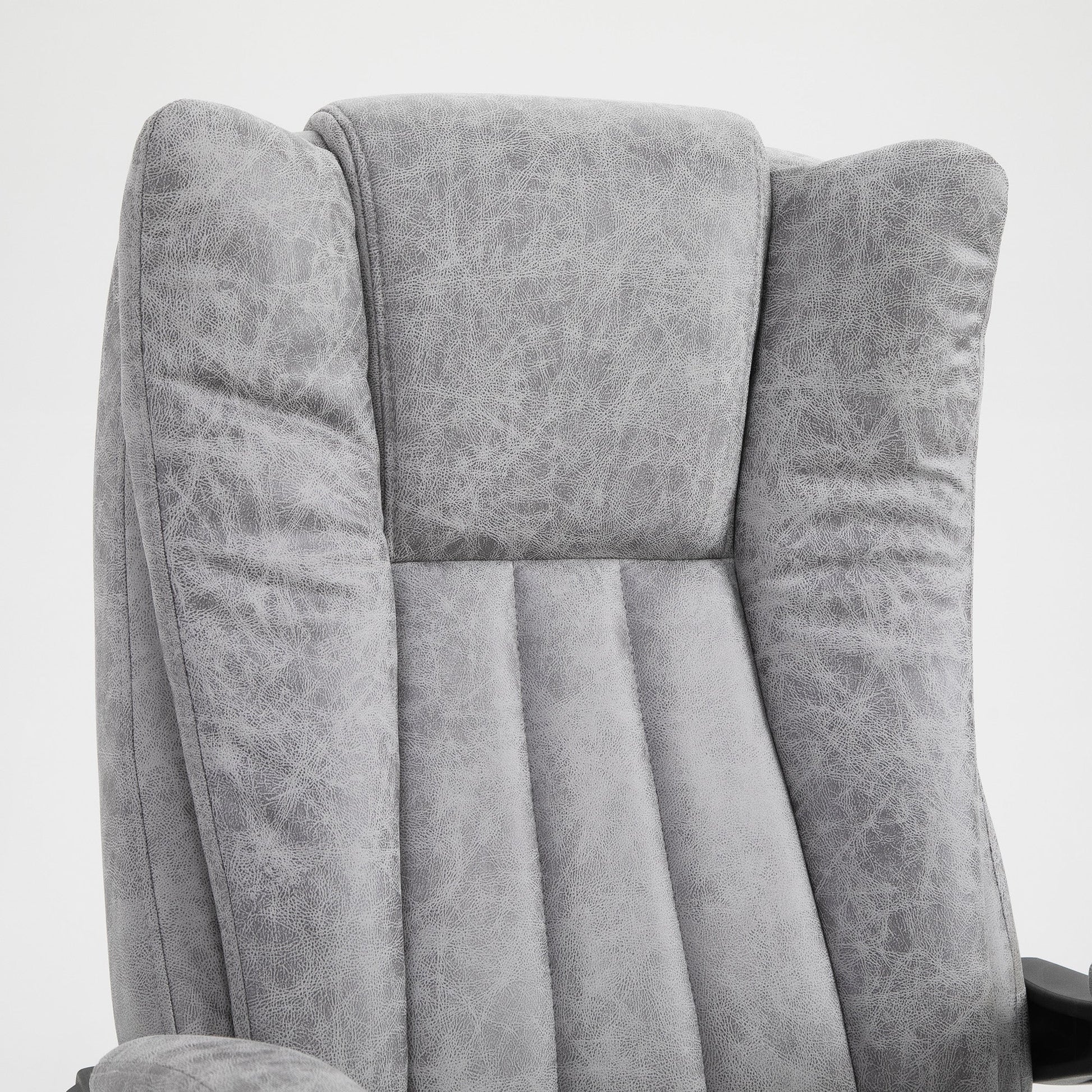 Vinsetto Office Chair with Massage and Heat, Microfibre Reclining Computer Desk Chair with Footrest and Adjustable Height, Swivel Wheels for Home Office, Grey