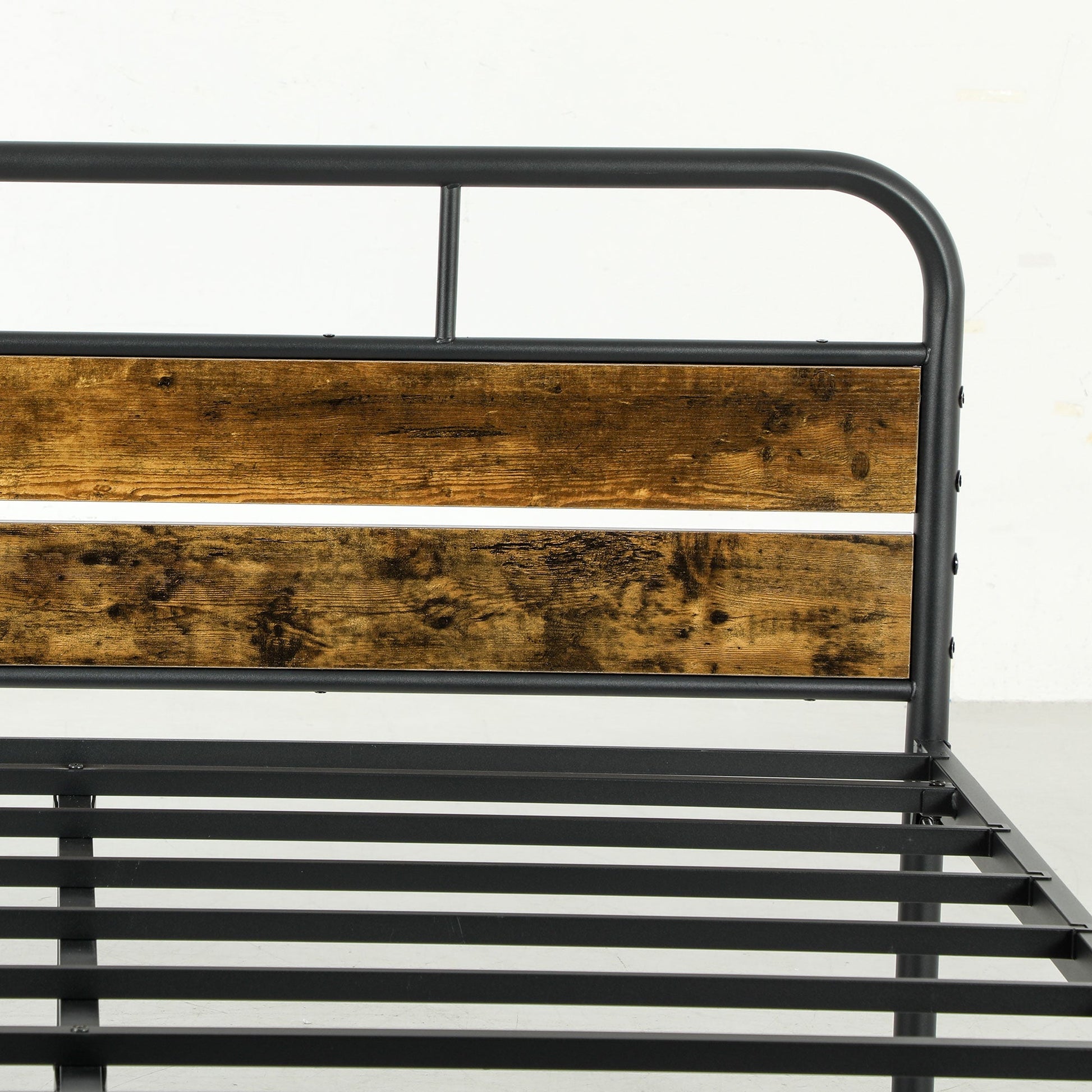 HOMCOM 4ft6 Double Bed Frame with Headboard, Platform Bed Frame with Underbed Storage, Slat Support, No Box Spring Needed, Easy Assembly, Rustic Brown
