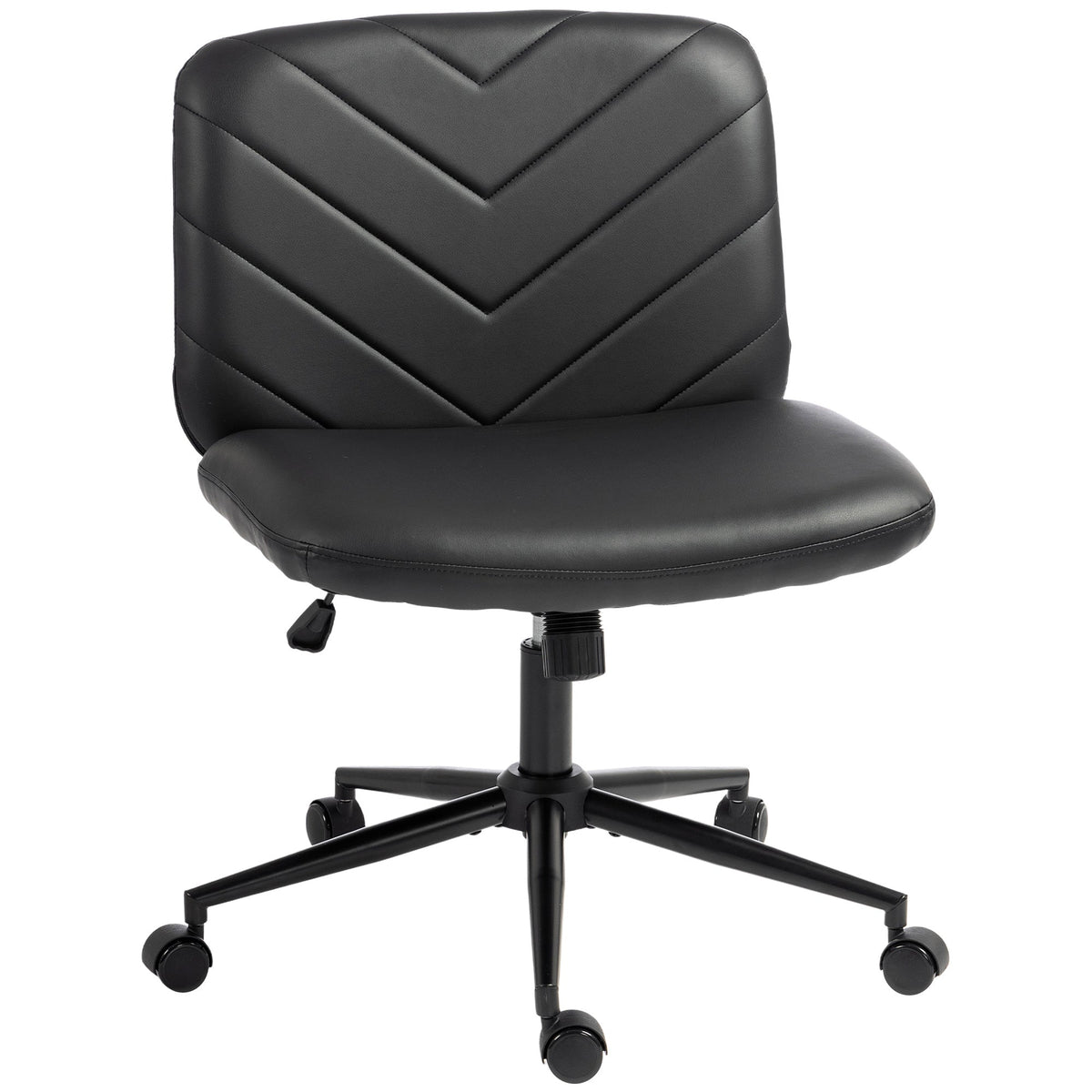 Criss Cross Legged Office Chair with Wide Seat, Swivel Desk Chair with Wheels, Rocking Function, Backrest, Adjustable Height, High-Density Foam, Computer Seat for Home Office, Bedroom, Black