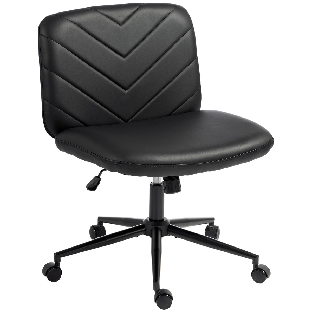 Criss Cross Legged Office Chair with Wide Seat, Swivel Desk Chair with Wheels, Rocking Function, Backrest, Adjustable Height, High-Density Foam, Computer Seat for Home Office, Bedroom, Black
