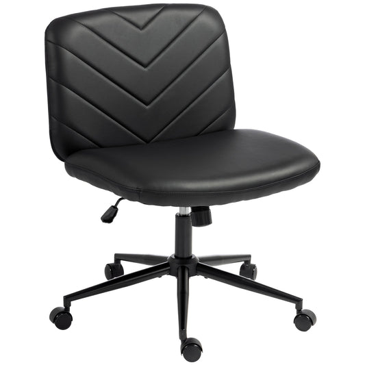 Criss Cross Legged Office Chair with Wide Seat, Swivel Desk Chair with Wheels, Rocking Function, Backrest, Adjustable Height, High-Density Foam, Computer Seat for Home Office, Bedroom, Black